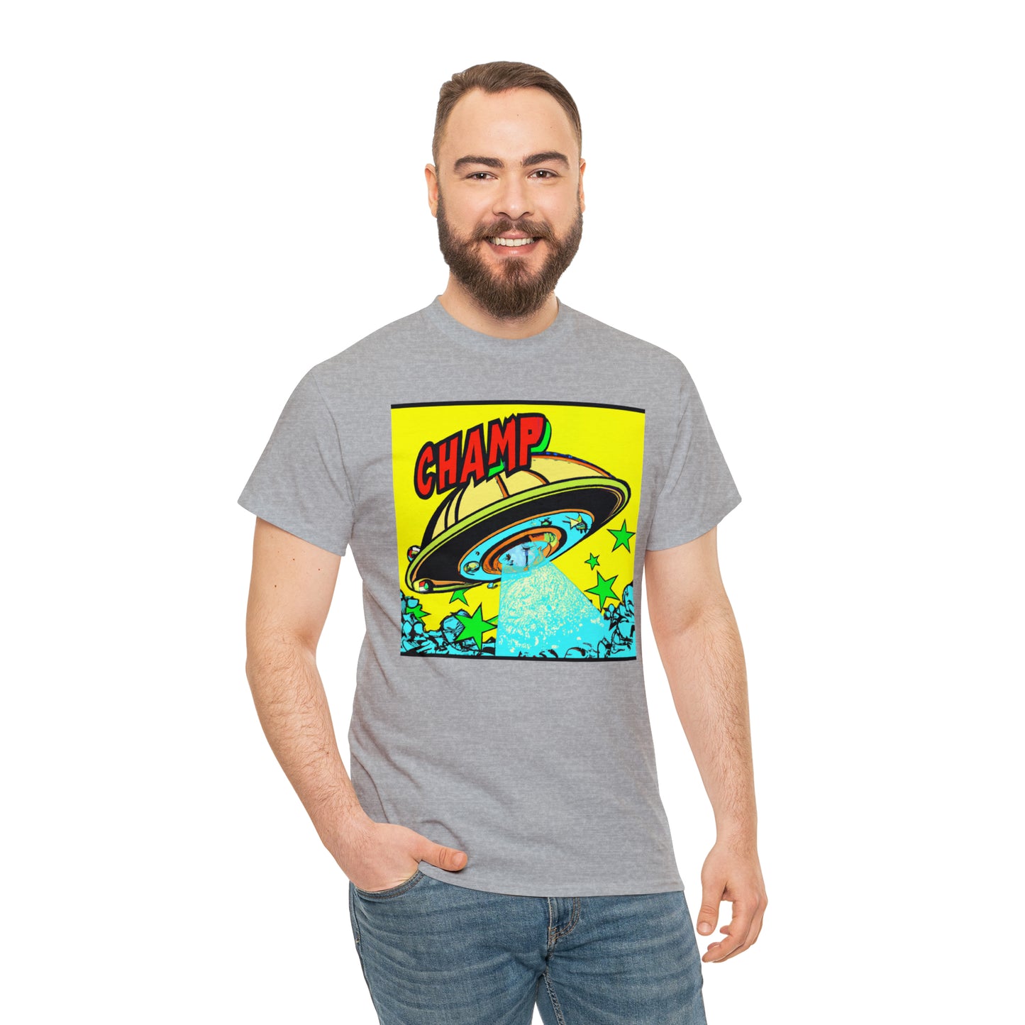 CHAMP UFO 18 - 1600's Style Comic Art - AI Art - Gildan Heavy Cotton Tee