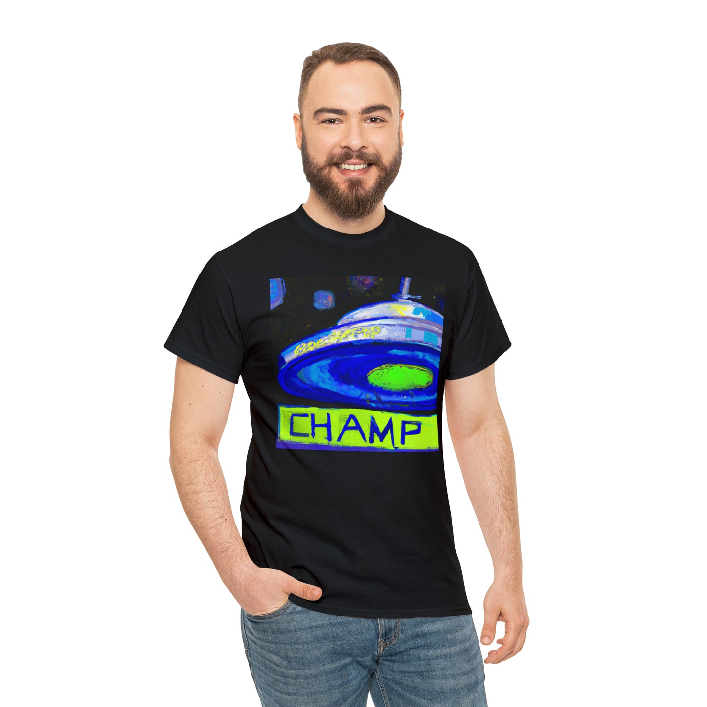 CHAMP UFO 12 - Post-Modern Style - AI Art - Gildan Heavy Cotton Tee