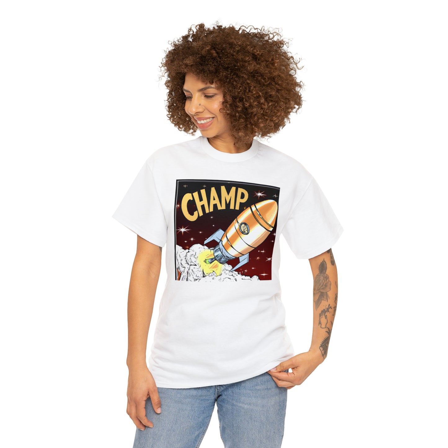 CHAMP Spaceship 12 - 1800's Style Comic Art - AI Art - Gildan Heavy Cotton Tee