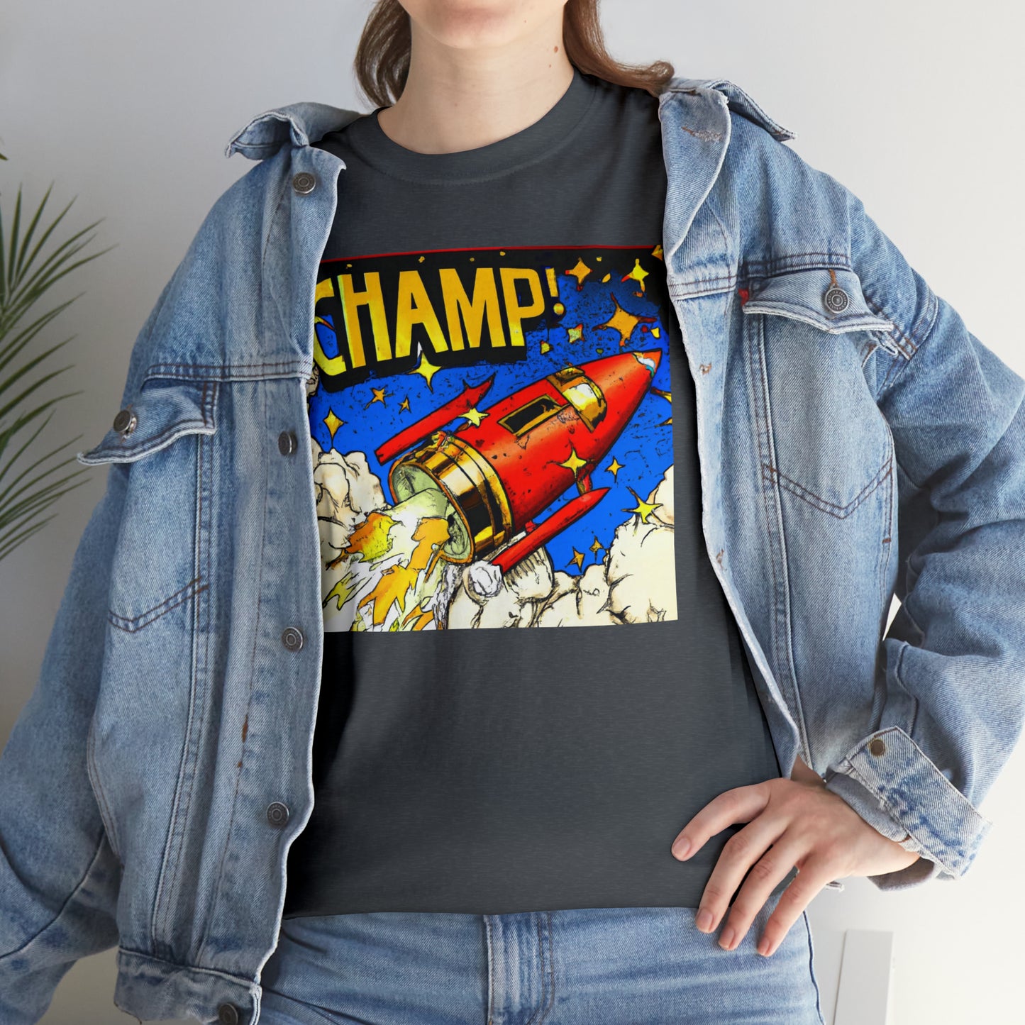 CHAMP! Spaceship 4 - 1700's Comic Style - AI Art - Gildan Heavy Cotton Tee