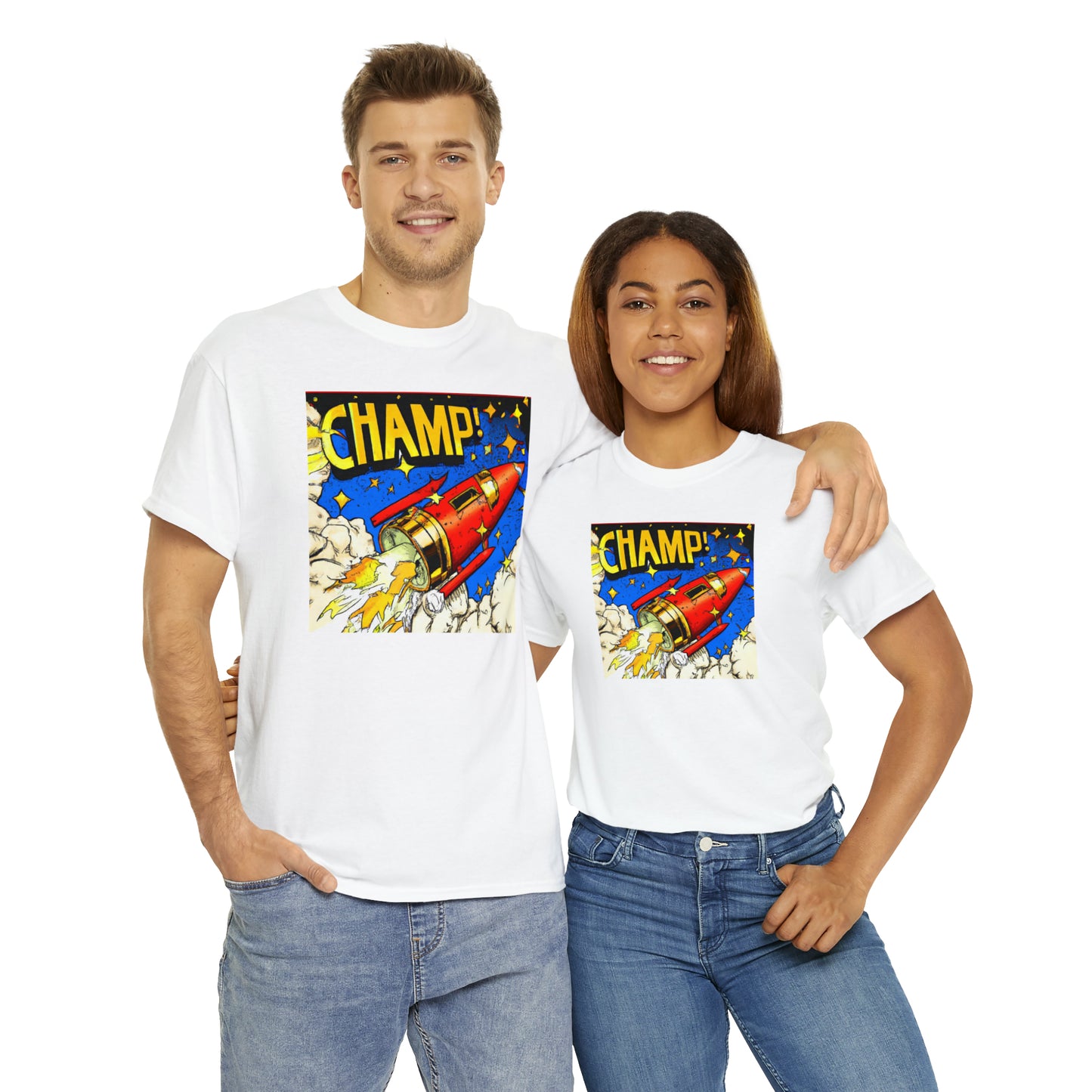 CHAMP! Spaceship 4 - 1700's Comic Style - AI Art - Gildan Heavy Cotton Tee