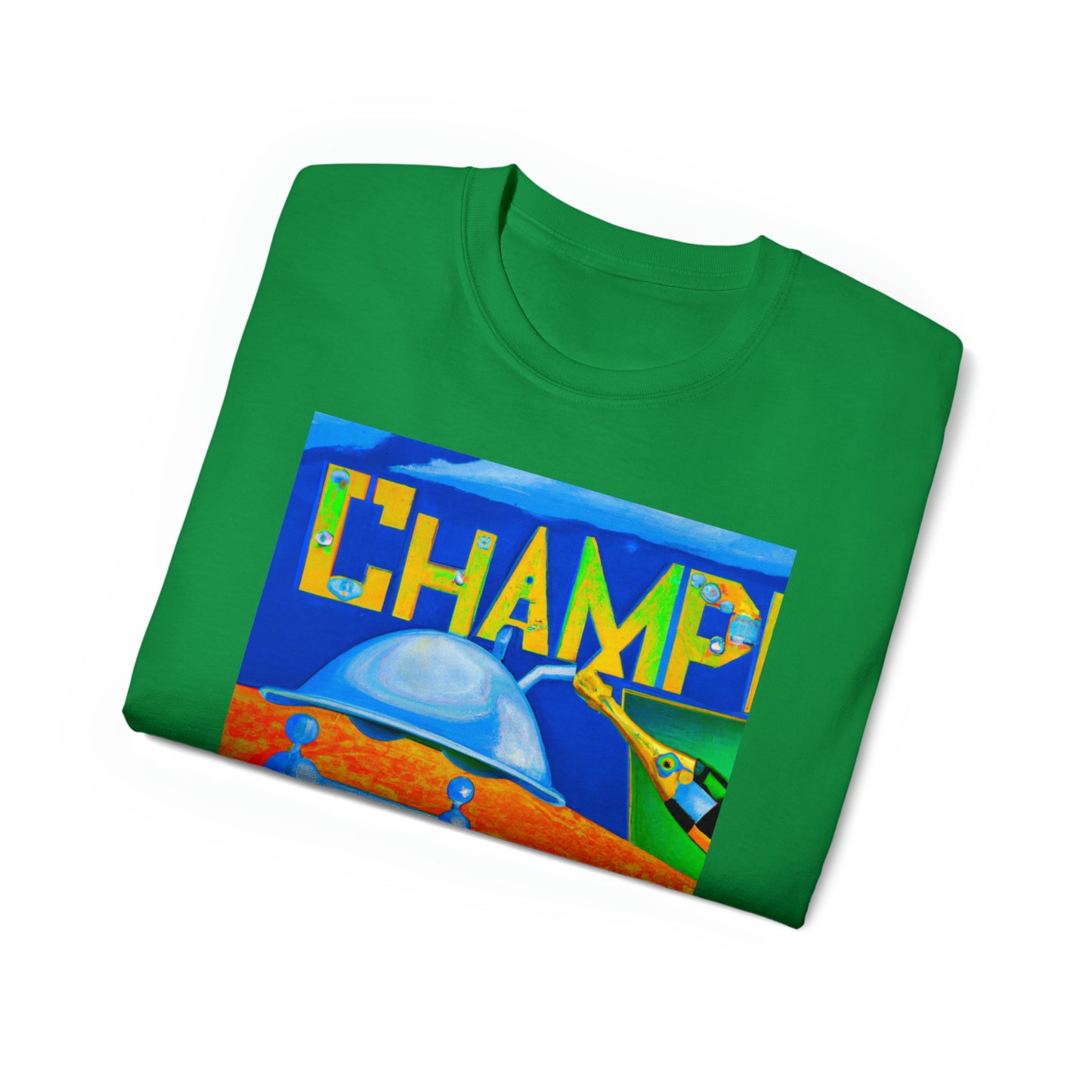 CHAMP Champagne Bottle - Cubist Style - AI Art - Gildan Ultra Cotton Tee