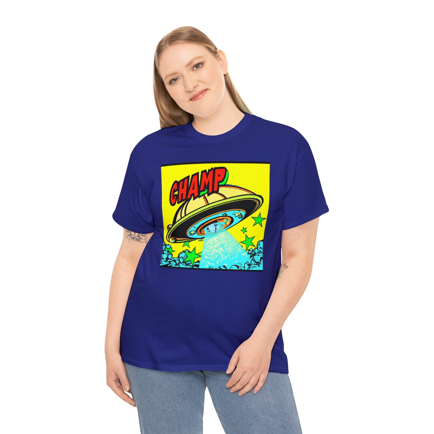 CHAMP UFO 18 - 1600's Style Comic Art - AI Art - Gildan Heavy Cotton Tee