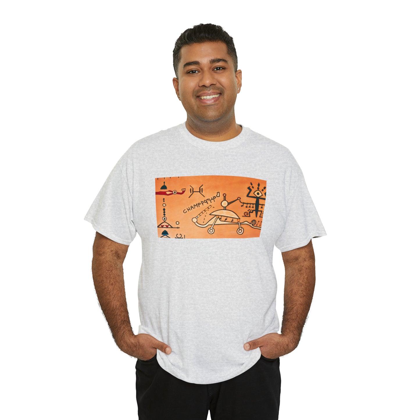 Heiroglyphic Spaceship - AI Art - Gildan Heavy Cotton Tee