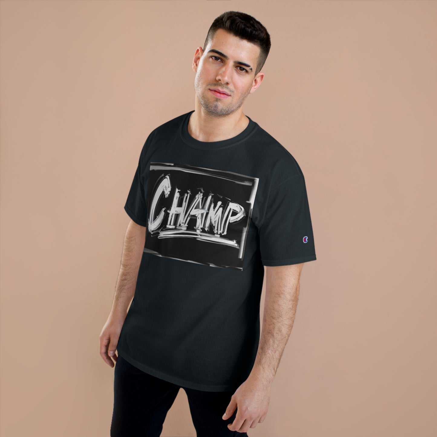 CHAMP Logo B&W Fingerpaint Style - AI Art - Champion T-Shirt