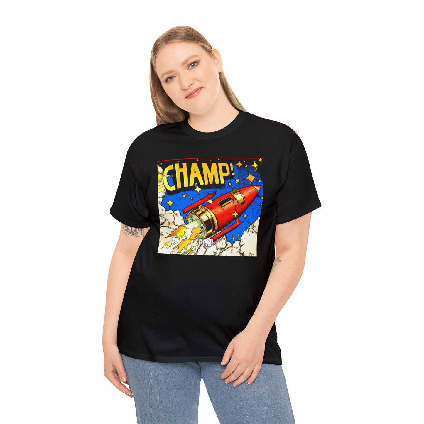 CHAMP! Spaceship 4 - 1700's Comic Style - AI Art - Gildan Heavy Cotton Tee