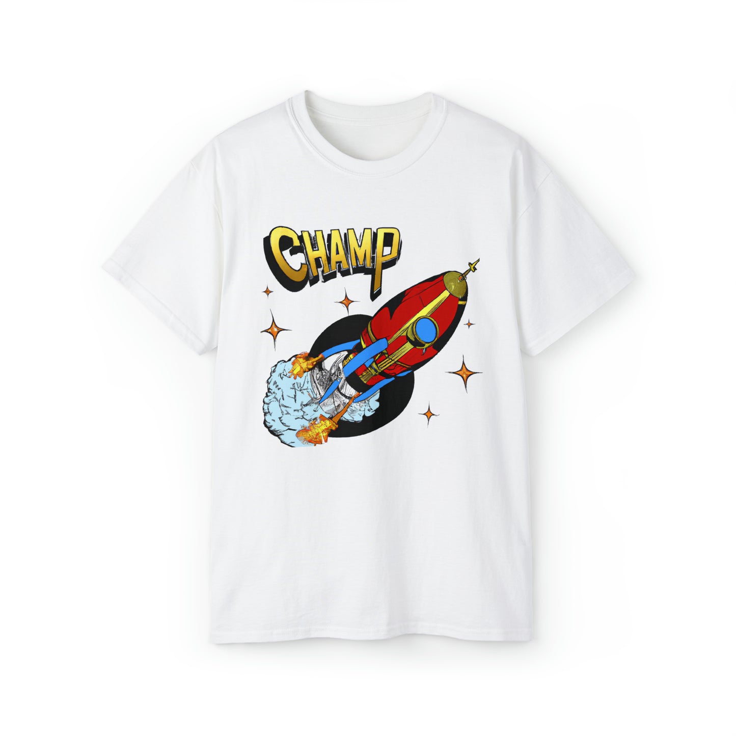 CHAMP Spaceship 11 - 1700's Style Comic Art - AI Art - Gildan Ultra Cotton Tee