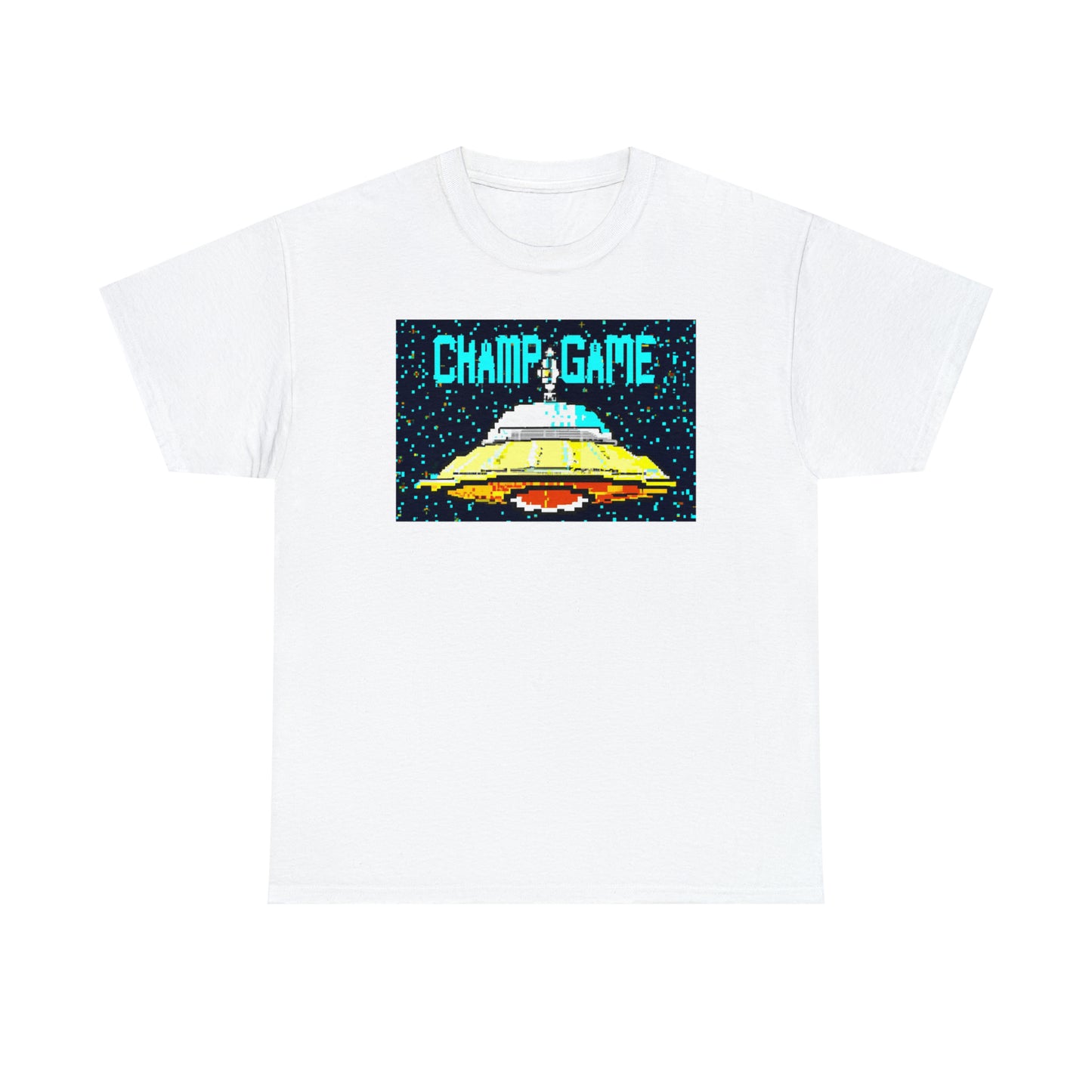 CHAMP GAME UFO 21 - 8-bit Style Pixel Art - AI Art - Gildan Heavy Cotton Tee