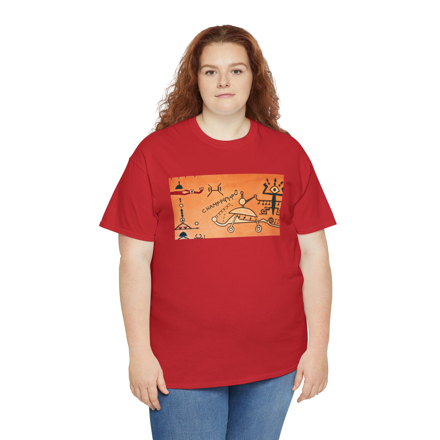 Heiroglyphic Spaceship - AI Art - Gildan Heavy Cotton Tee