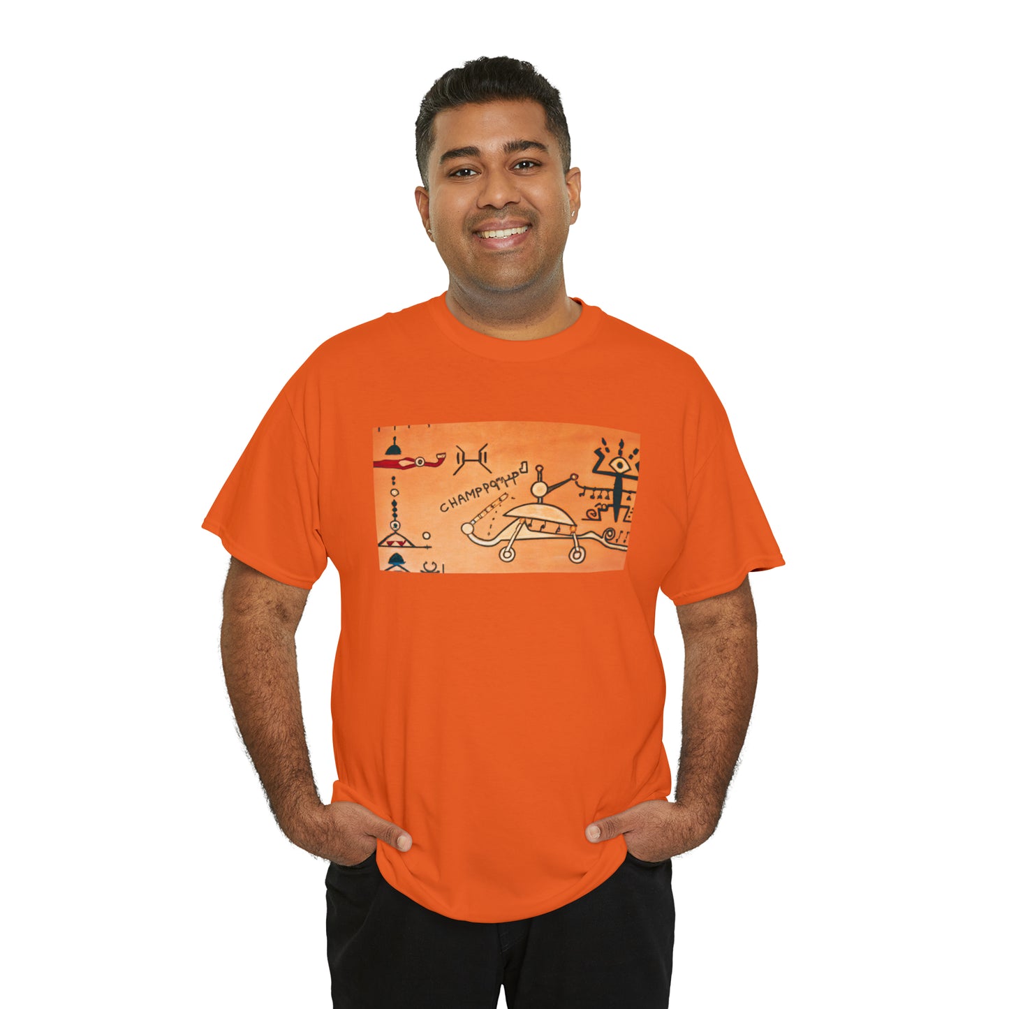 Heiroglyphic Spaceship - AI Art - Gildan Heavy Cotton Tee