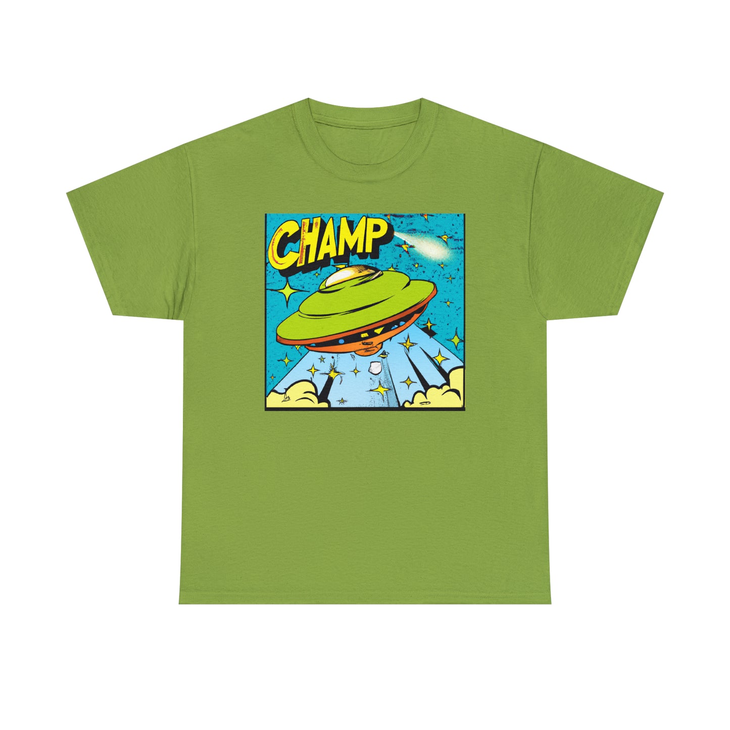 CHAMP UFO 25 - 1970's Style Comic Book Art - AI Art - Gildan Heavy Cotton Tee