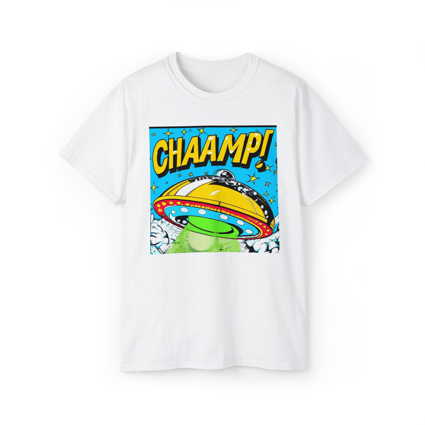 CHAAMP! UFO 24 - 1970's Style Comic Book Art - AI Art - Gildan Ultra Cotton Tee