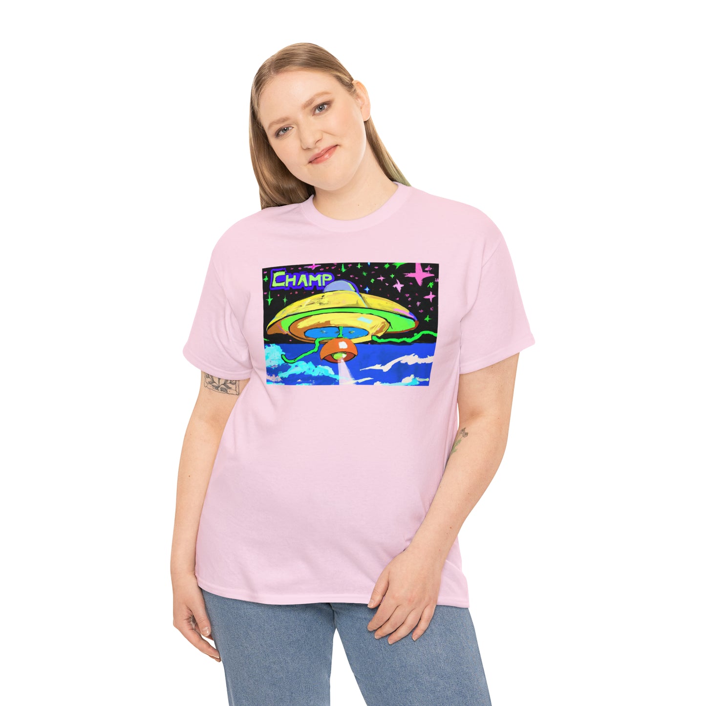 CHAMP UFO 15 - Post-Modern Style - AI Art - Gildan Heavy Cotton Tee