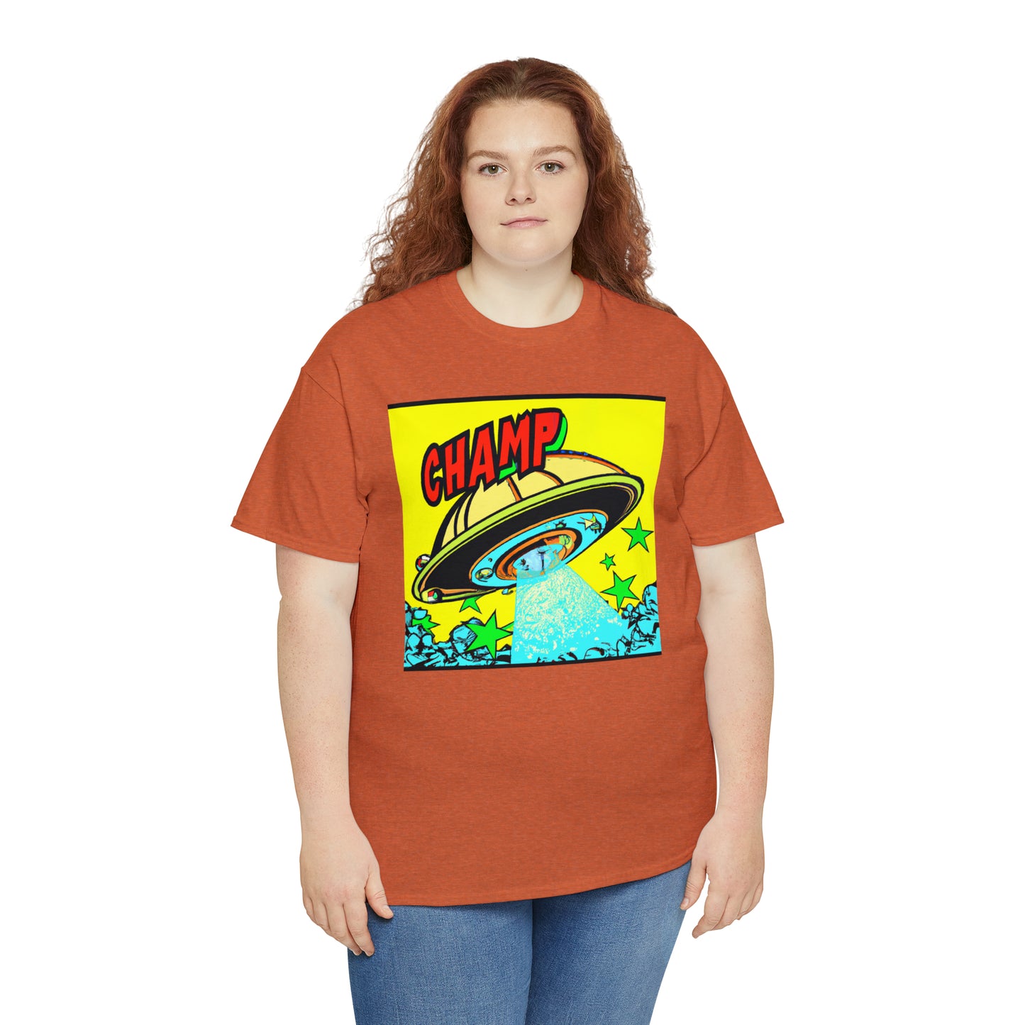 CHAMP UFO 18 - 1600's Style Comic Art - AI Art - Gildan Heavy Cotton Tee