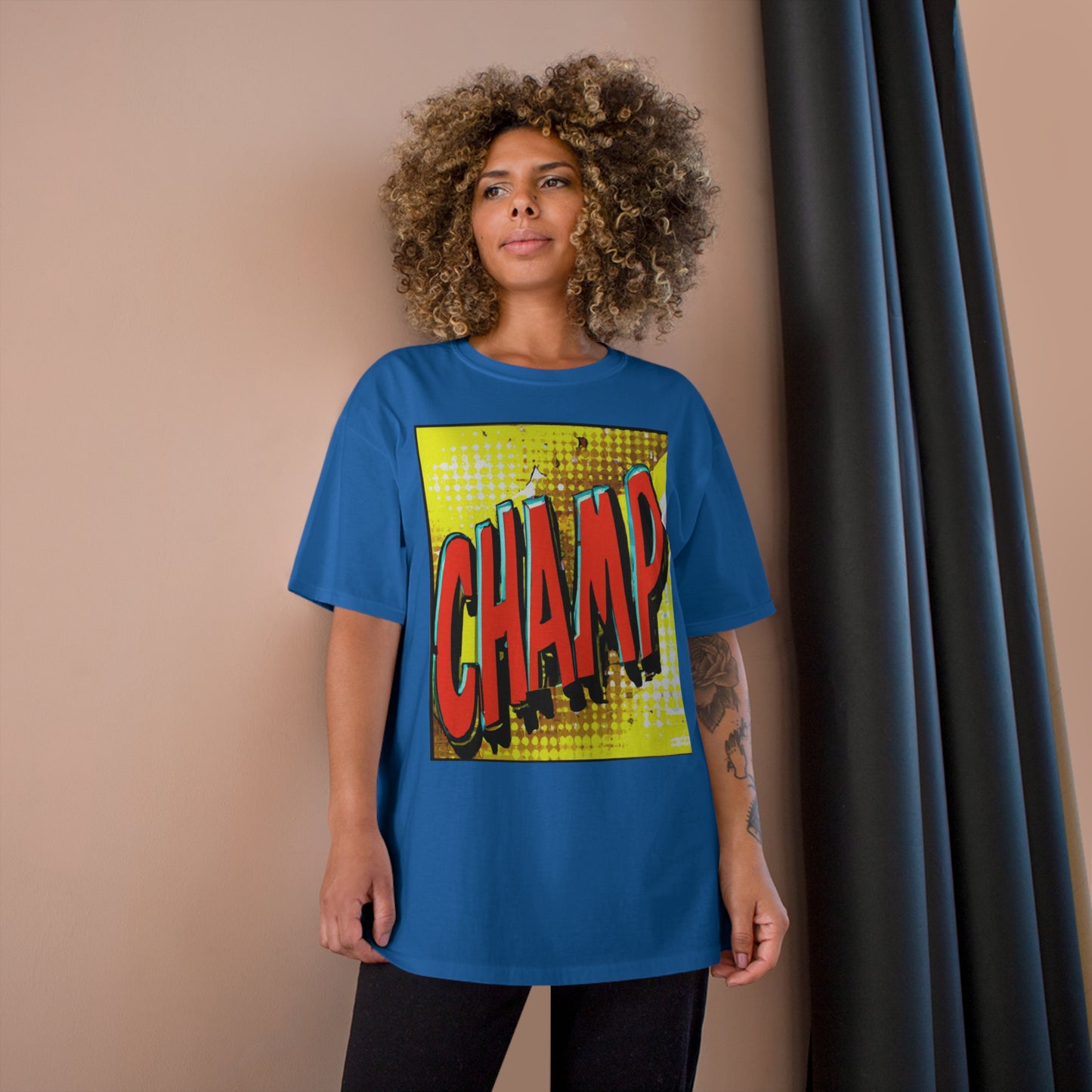 CHAMP Logo 1980's Comic Book Art Style - AI Art - Champion T-Shirt