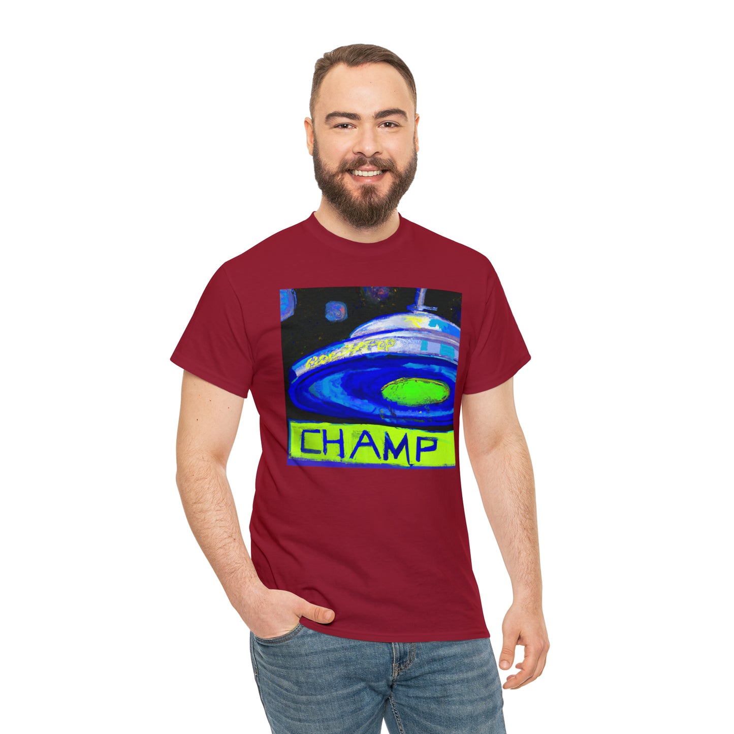 CHAMP UFO 12 - Post-Modern Style - AI Art - Gildan Heavy Cotton Tee