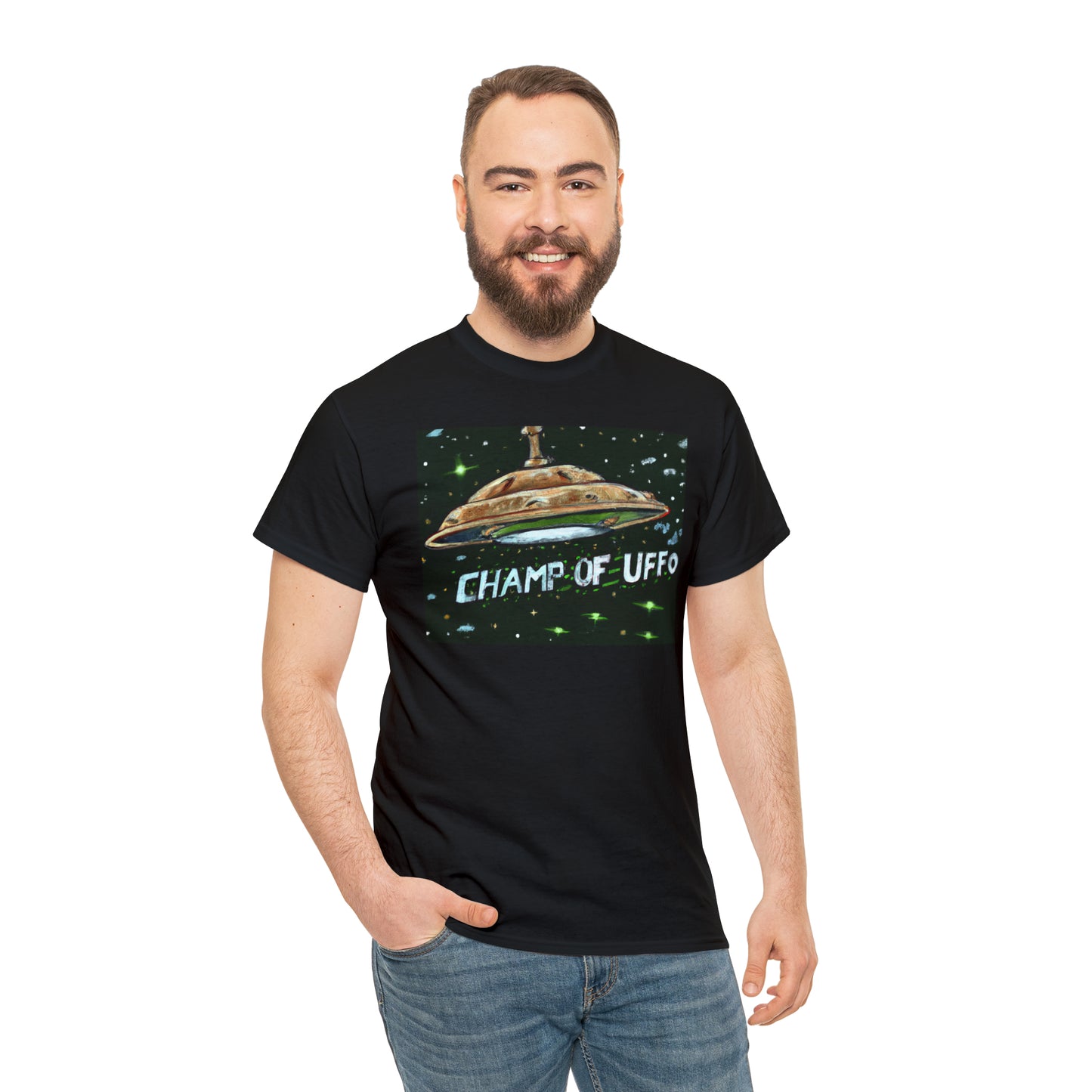 CHAMP OF UFFO (UFO 7) - Medeival Style Art - AI Art - Gildan Heavy Cotton Tee