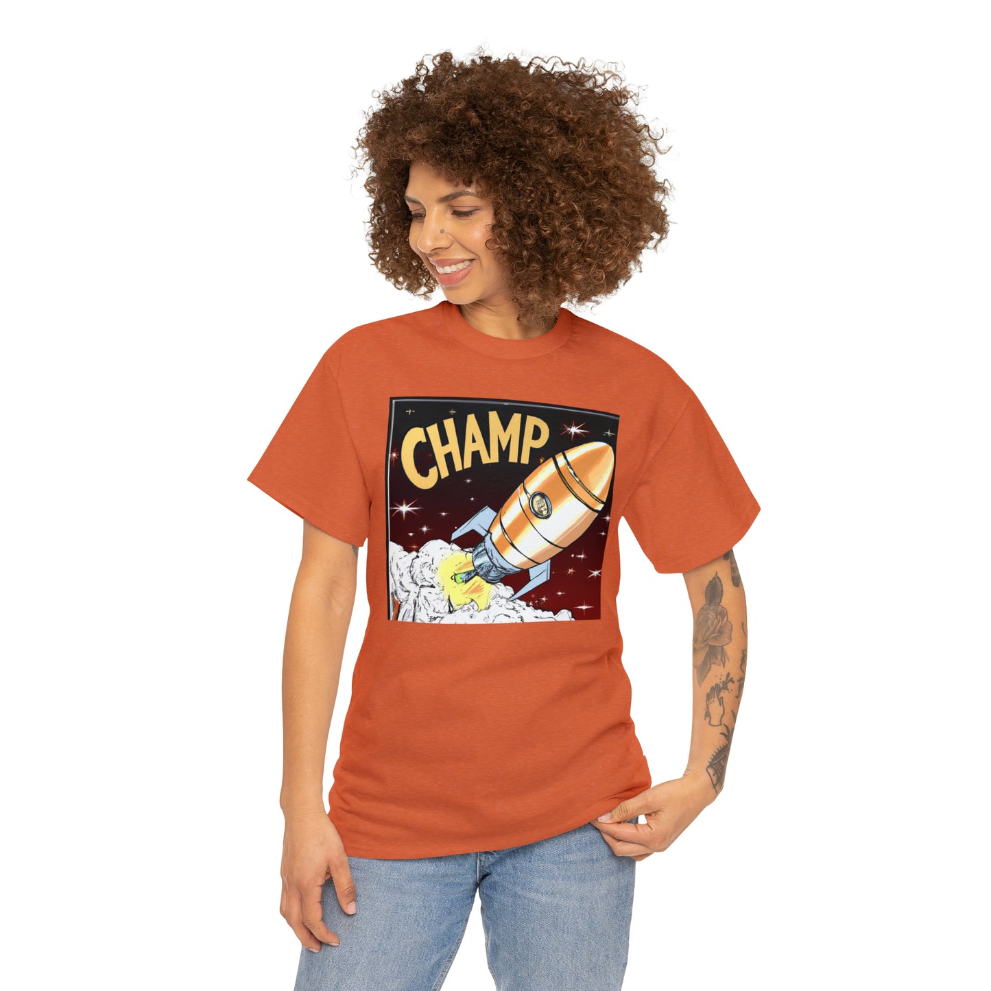 CHAMP Spaceship 12 - 1800's Style Comic Art - AI Art - Gildan Heavy Cotton Tee