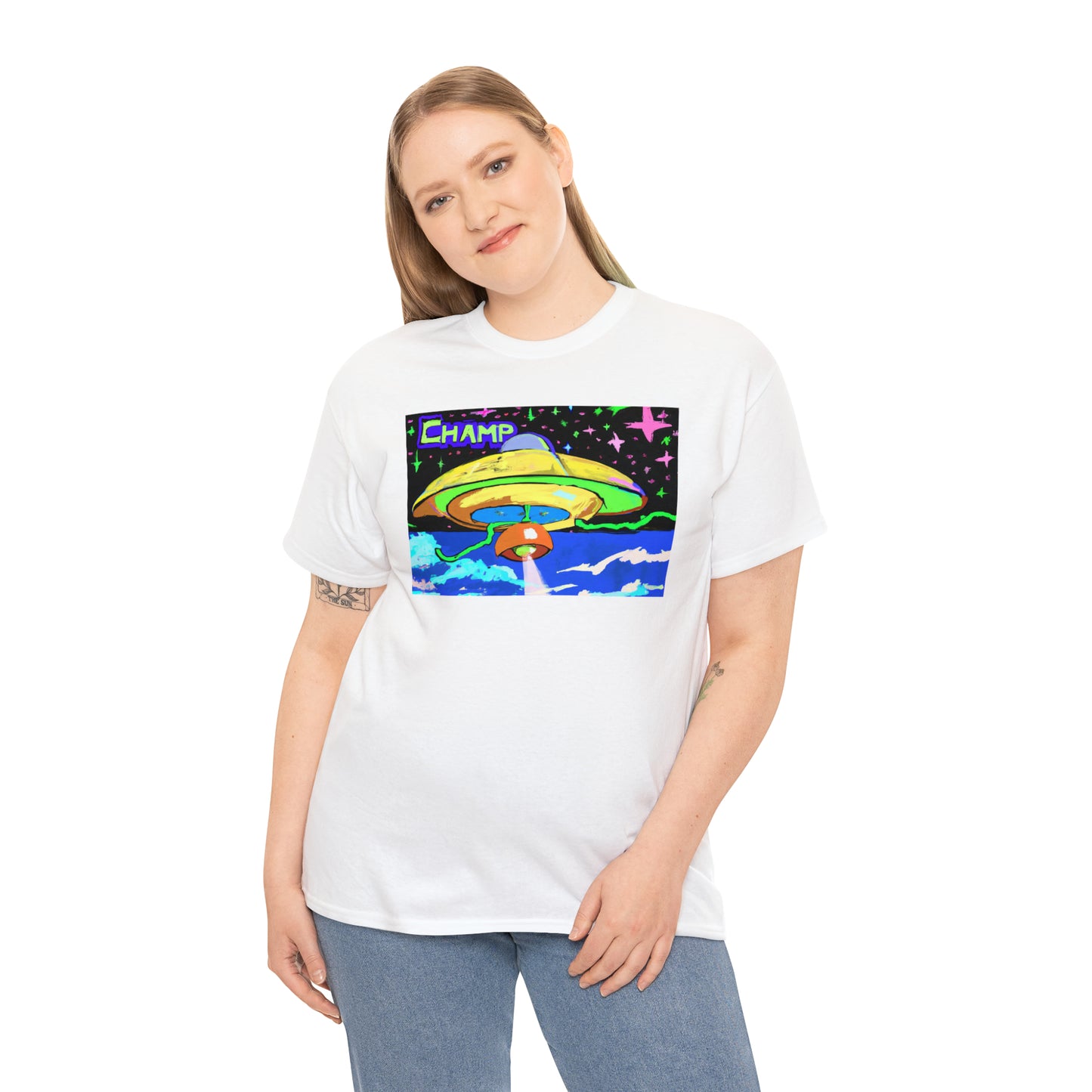 CHAMP UFO 15 - Post-Modern Style - AI Art - Gildan Heavy Cotton Tee