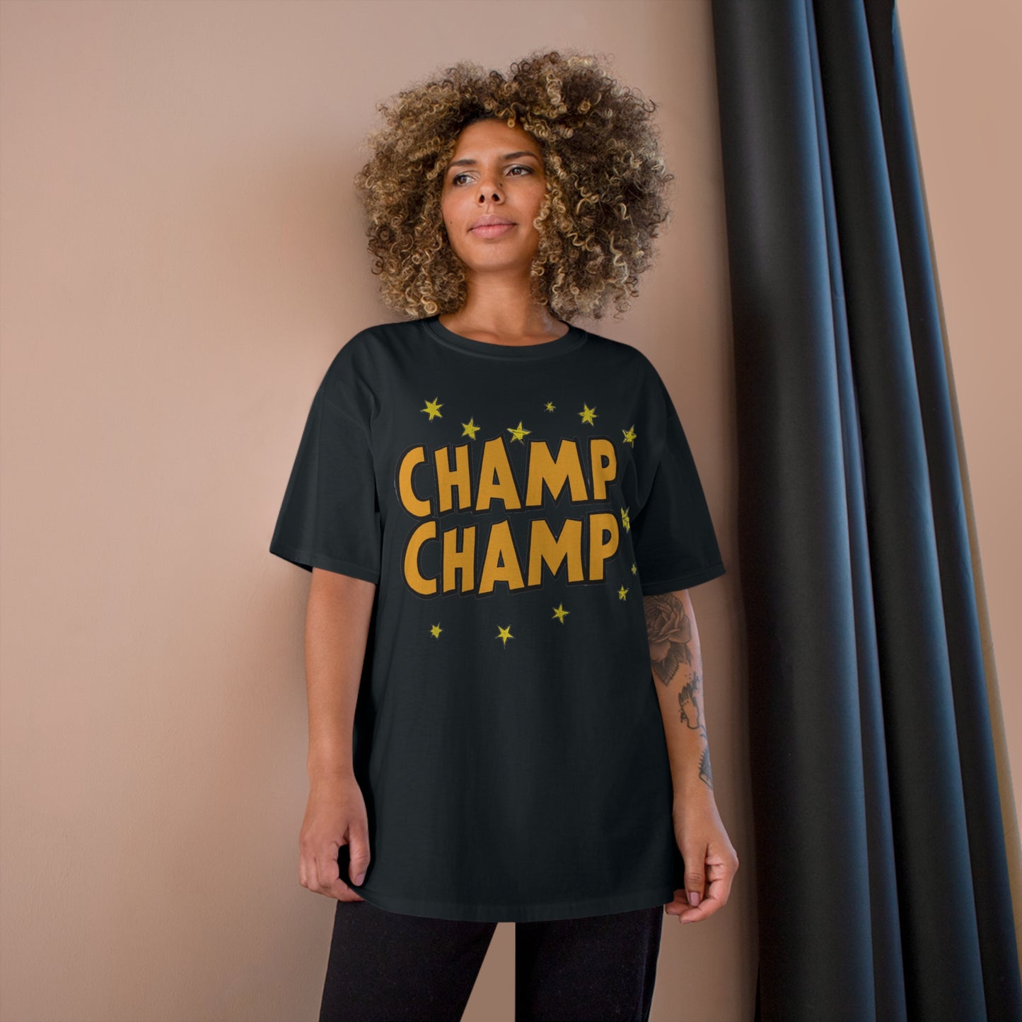 CHAMP-CHAMP Double Champ Logo 1920's Style Cartoon Art - AI Art - Champion T-Shirt