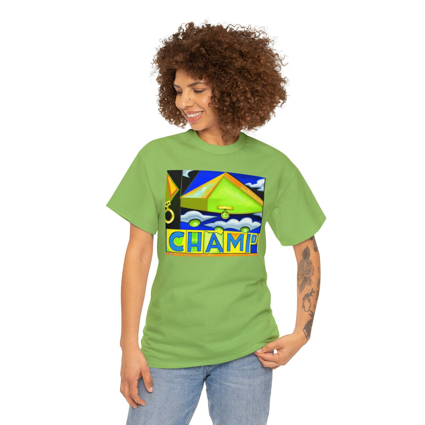 CHAMP UFO 11 - Cubist Style - AI Art - Gildan Heavy Cotton Tee