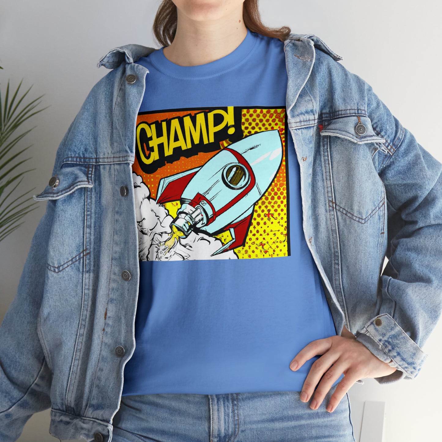 CHAMP! Spaceship 3 - 1950's Comic Book Style - AI Art - Gildan Heavy Cotton Tee