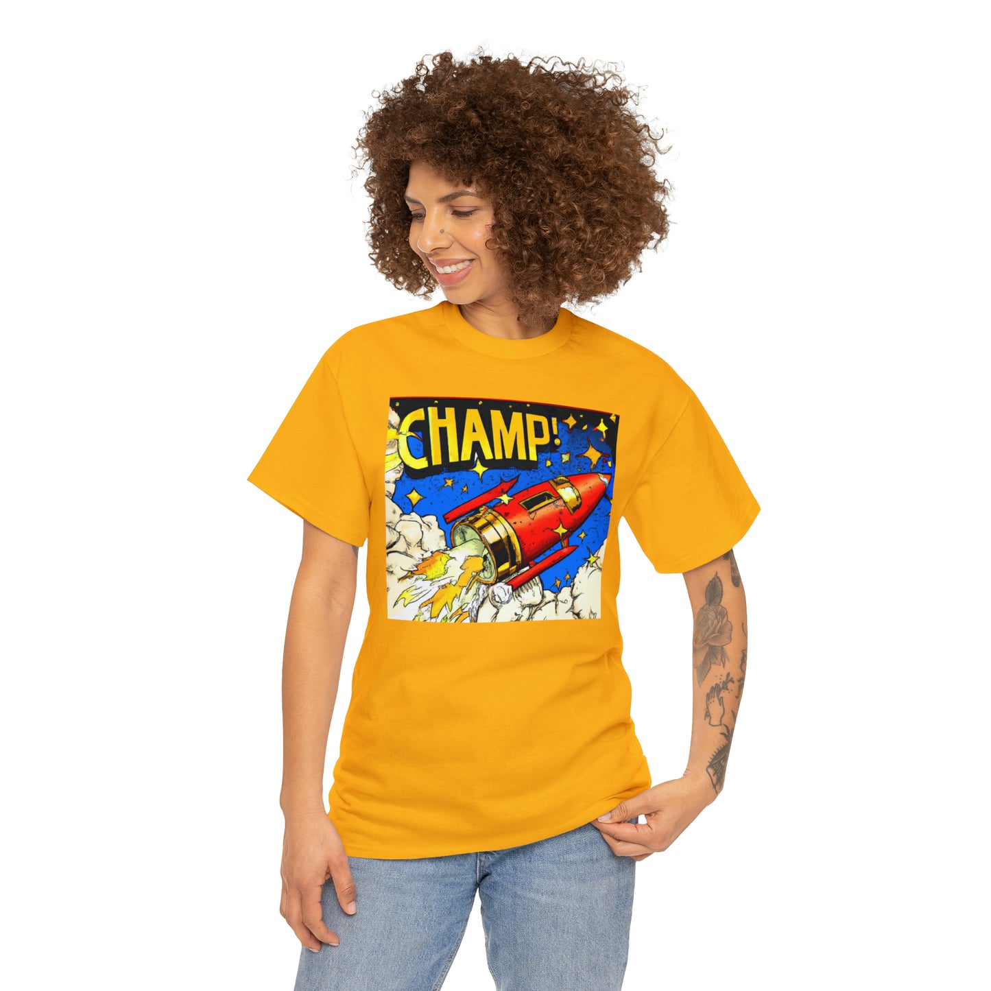 CHAMP! Spaceship 4 - 1700's Comic Style - AI Art - Gildan Heavy Cotton Tee