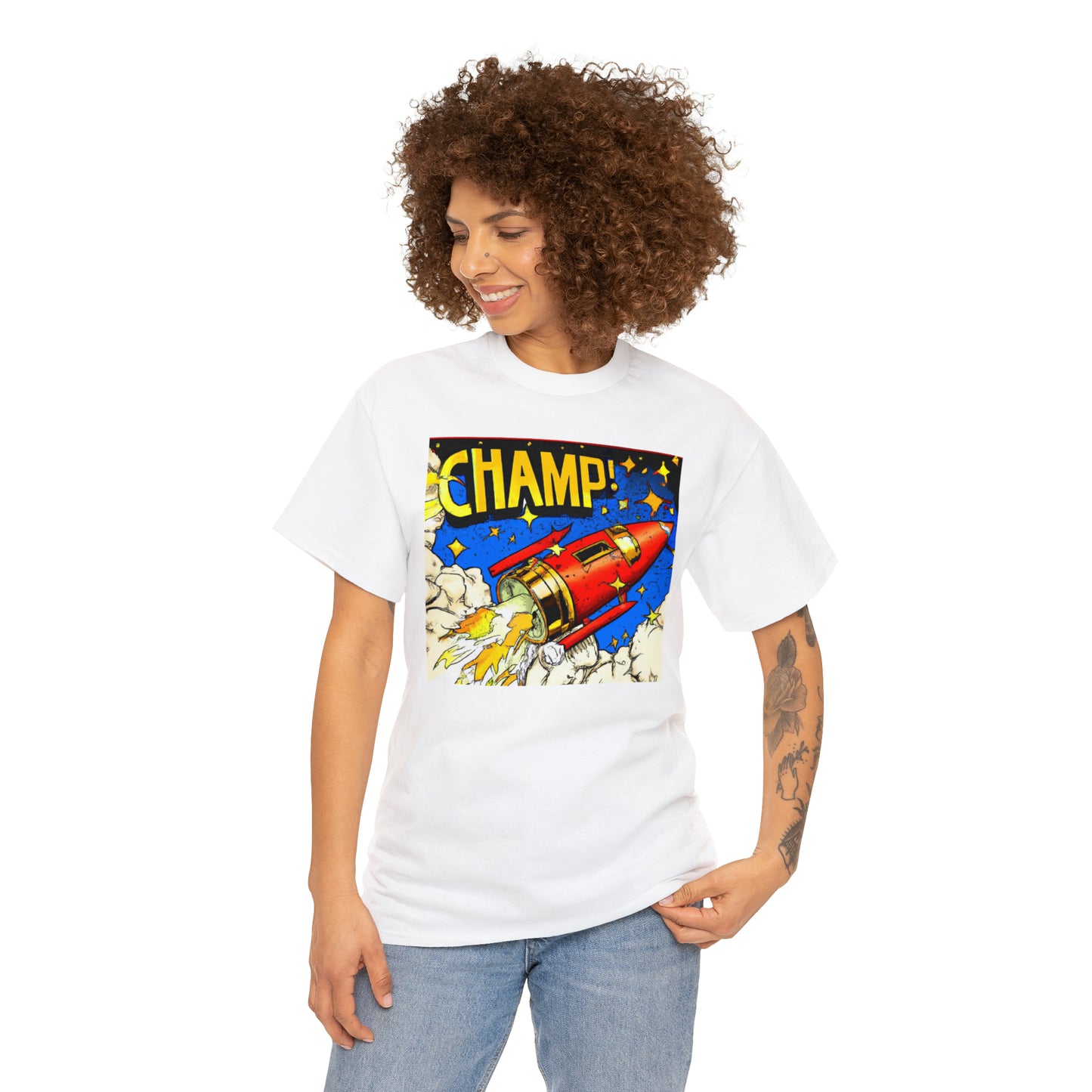 CHAMP! Spaceship 4 - 1700's Comic Style - AI Art - Gildan Heavy Cotton Tee