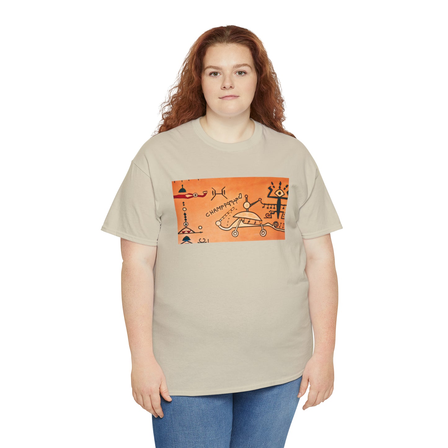 Heiroglyphic Spaceship - AI Art - Gildan Heavy Cotton Tee