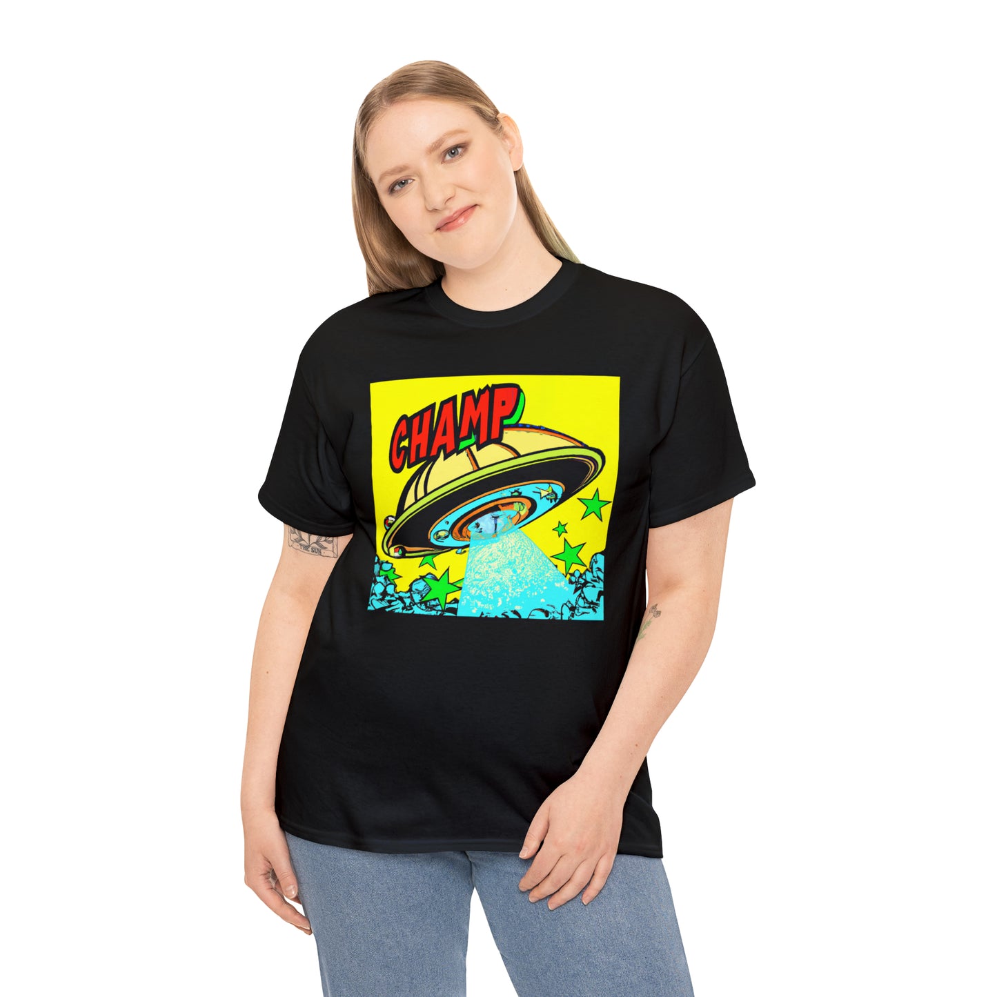 CHAMP UFO 18 - 1600's Style Comic Art - AI Art - Gildan Heavy Cotton Tee