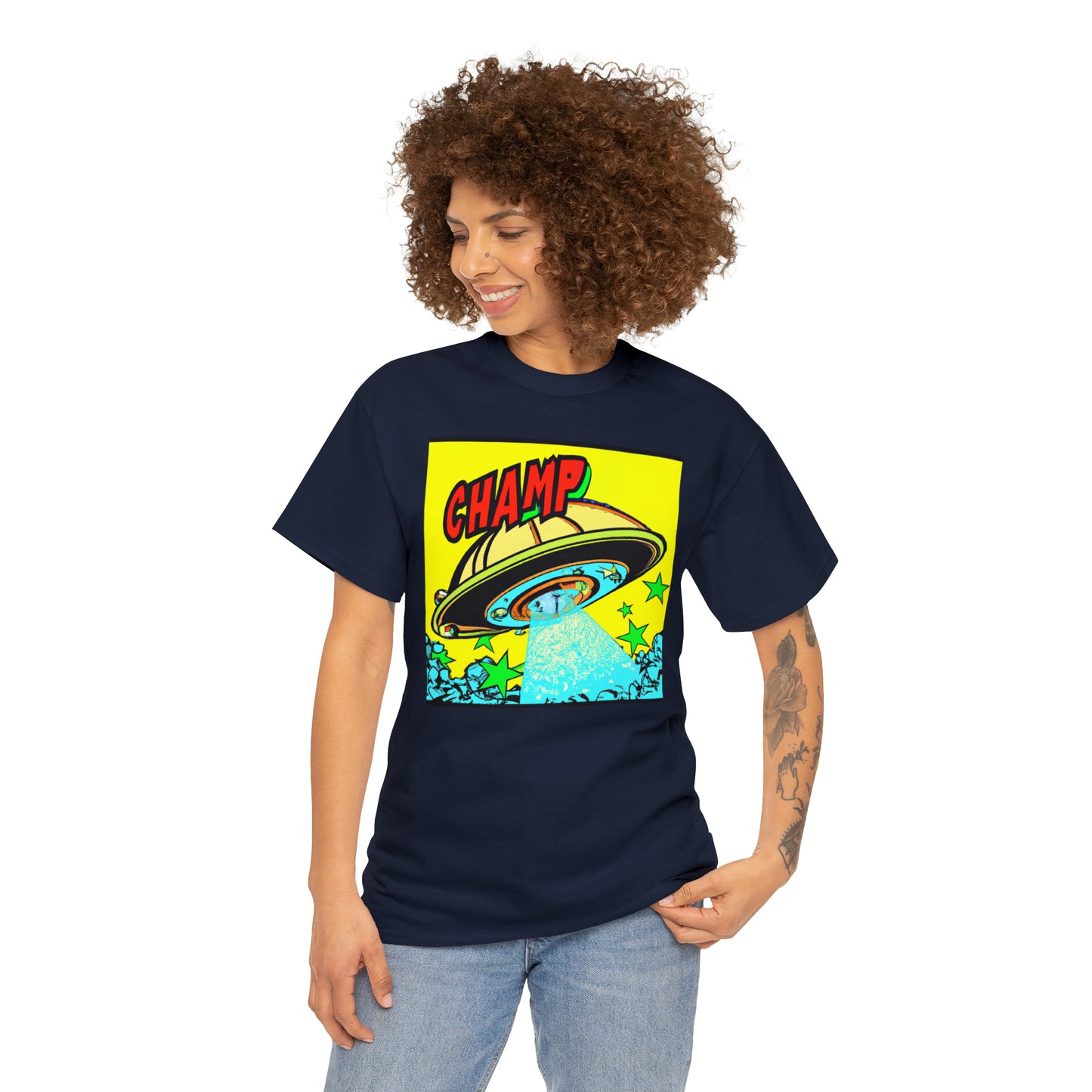 CHAMP UFO 18 - 1600's Style Comic Art - AI Art - Gildan Heavy Cotton Tee