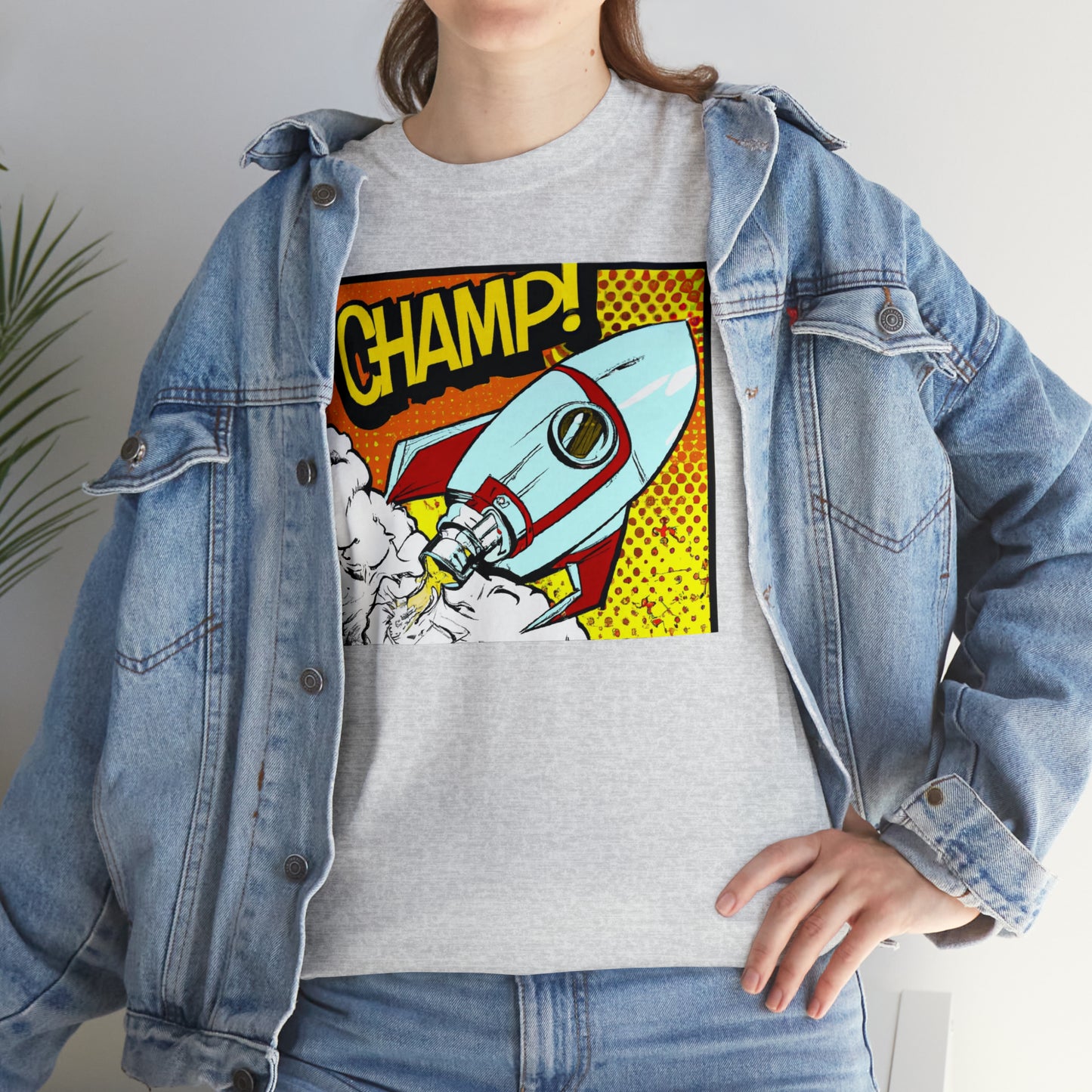 CHAMP! Spaceship 3 - 1950's Comic Book Style - AI Art - Gildan Heavy Cotton Tee