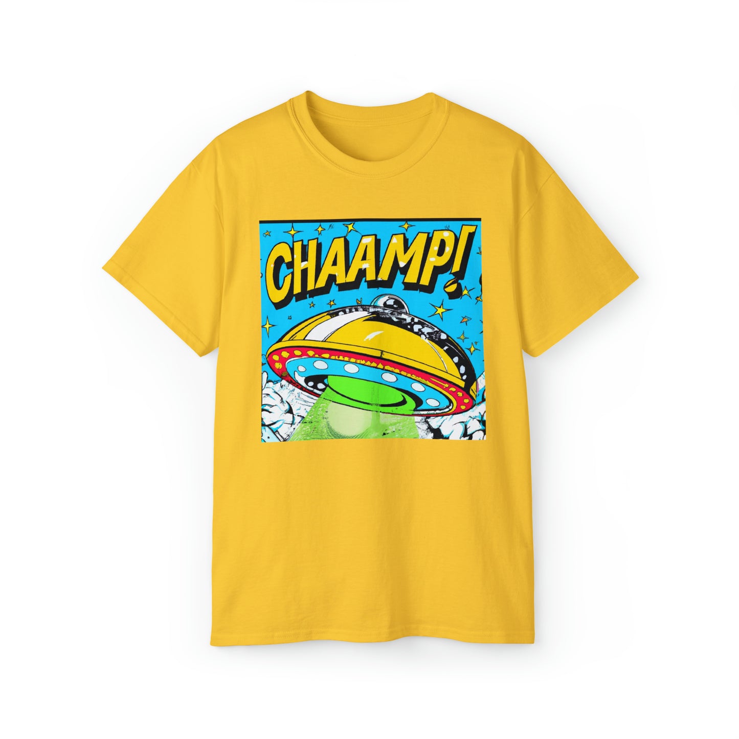 CHAAMP! UFO 24 - 1970's Style Comic Book Art - AI Art - Gildan Ultra Cotton Tee