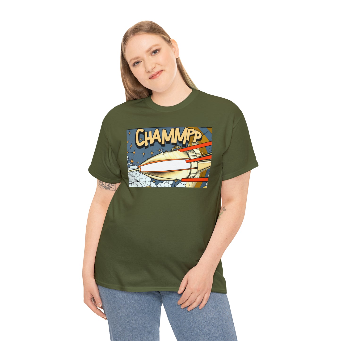 CHAMMPP Spaceship 2 - 1920's Style Comic - AI Art - Gildan Heavy Cotton Tee