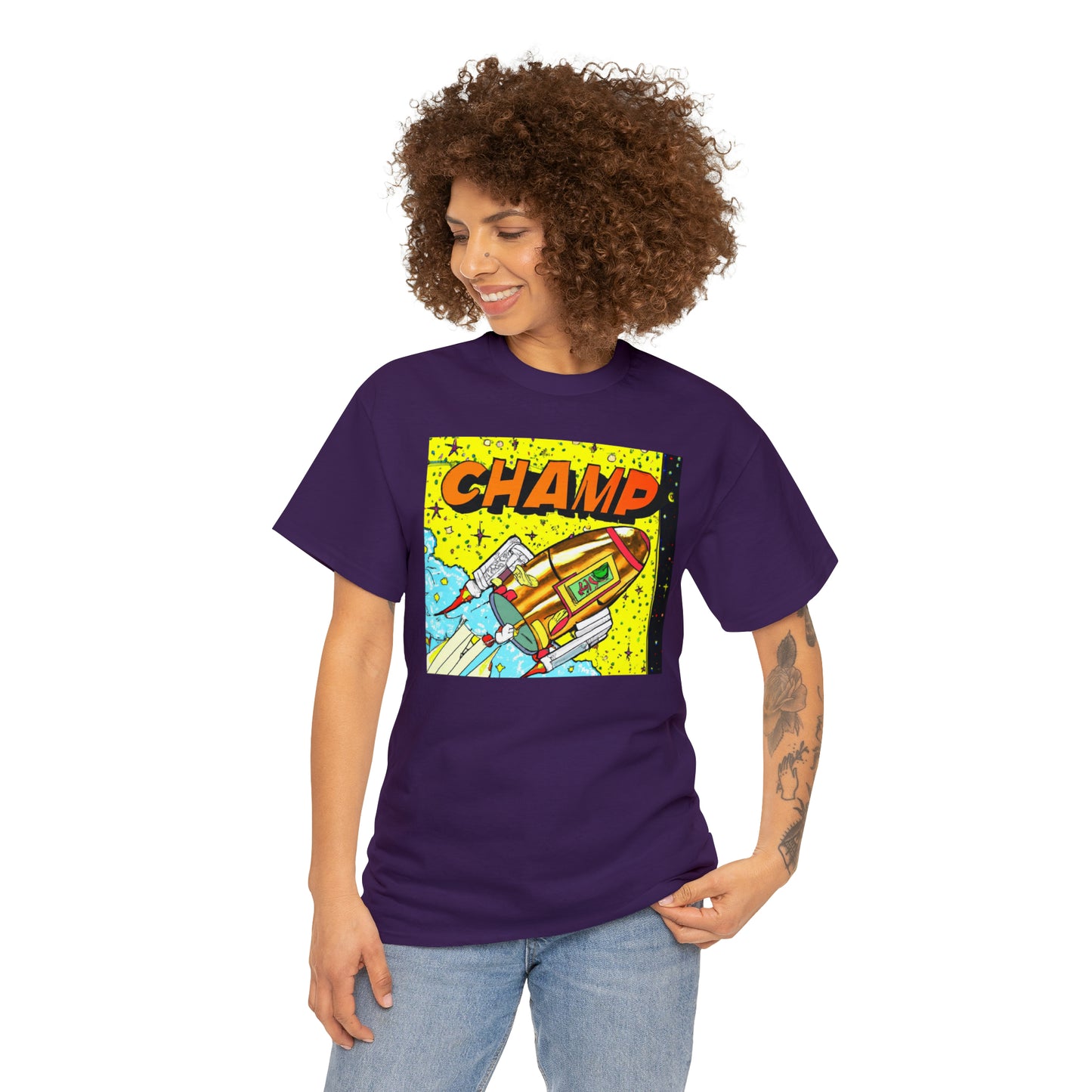 CHAMP Spaceship 8 - 1980's Style Comic Book Art - AI Art - Gildan Heavy Cotton Tee