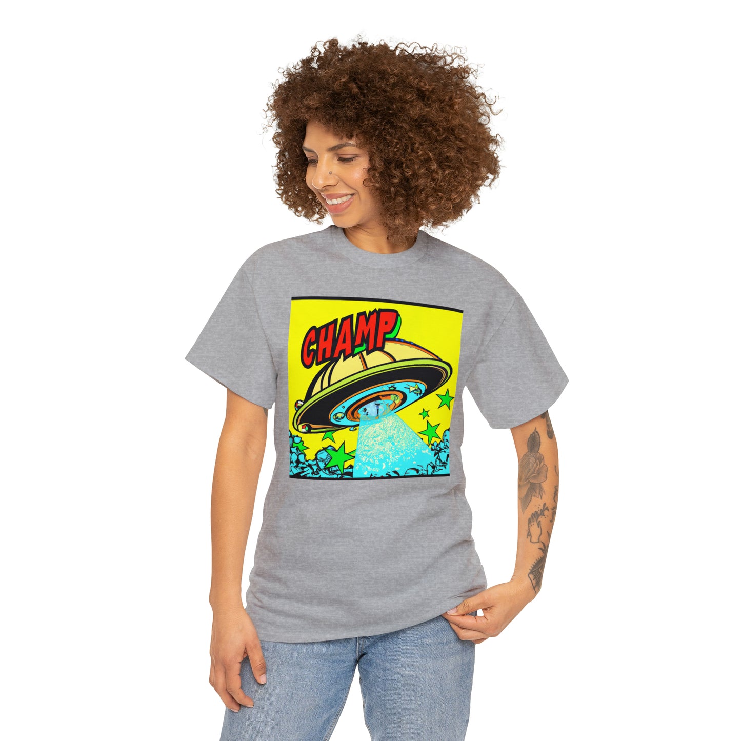 CHAMP UFO 18 - 1600's Style Comic Art - AI Art - Gildan Heavy Cotton Tee