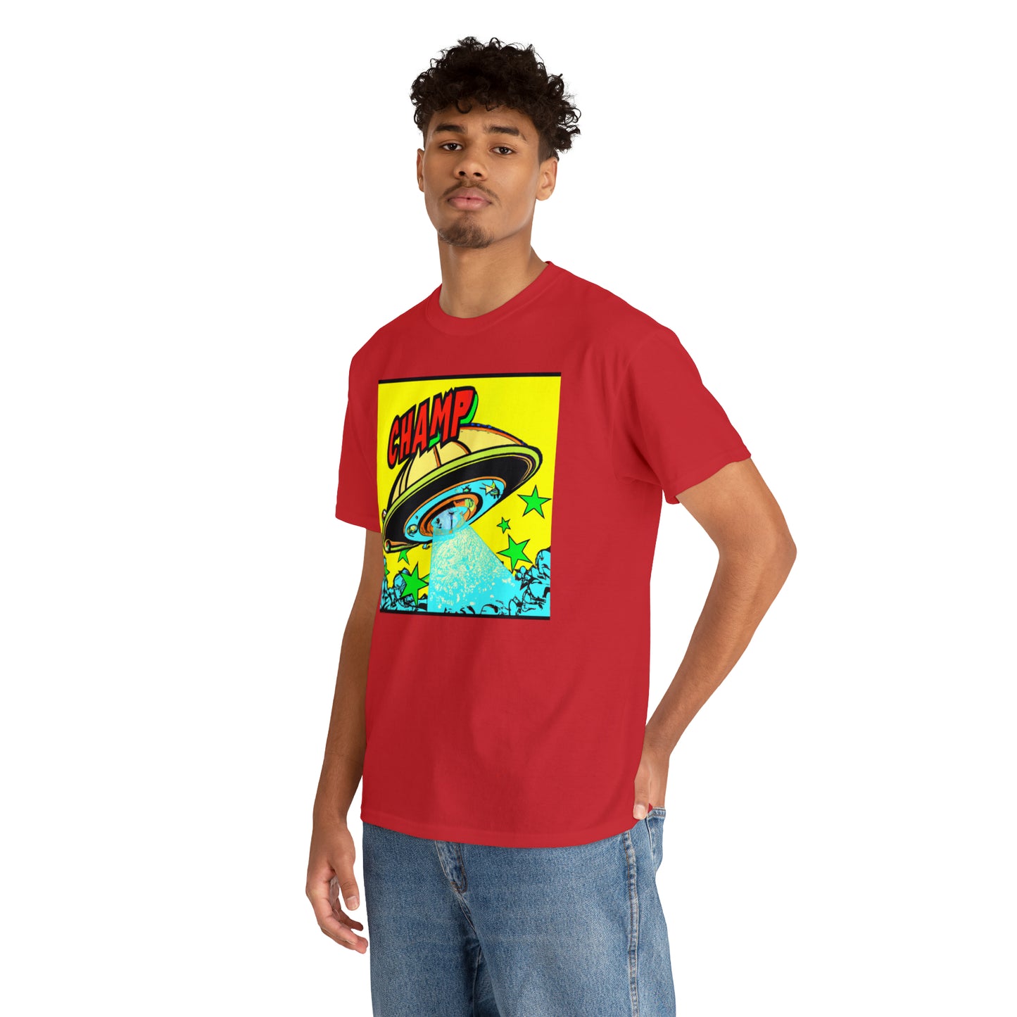 CHAMP UFO 18 - 1600's Style Comic Art - AI Art - Gildan Heavy Cotton Tee