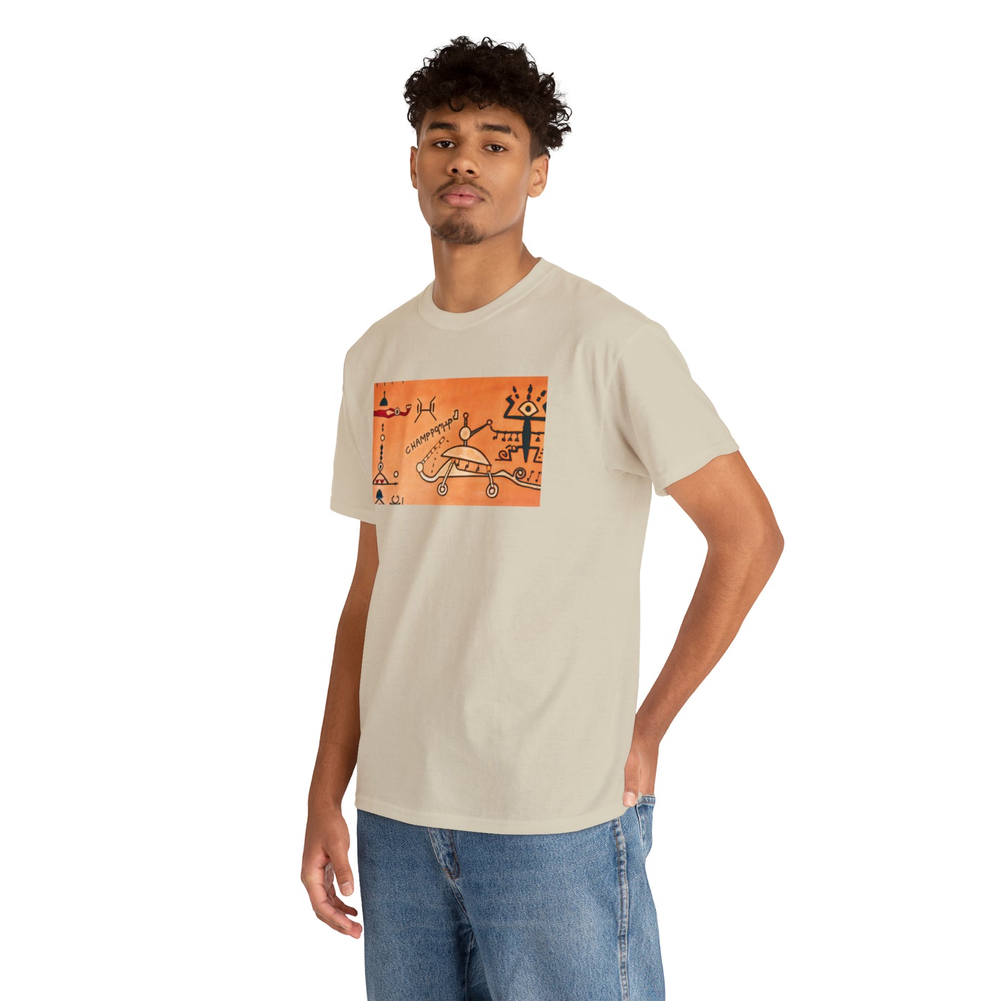 Heiroglyphic Spaceship - AI Art - Gildan Heavy Cotton Tee