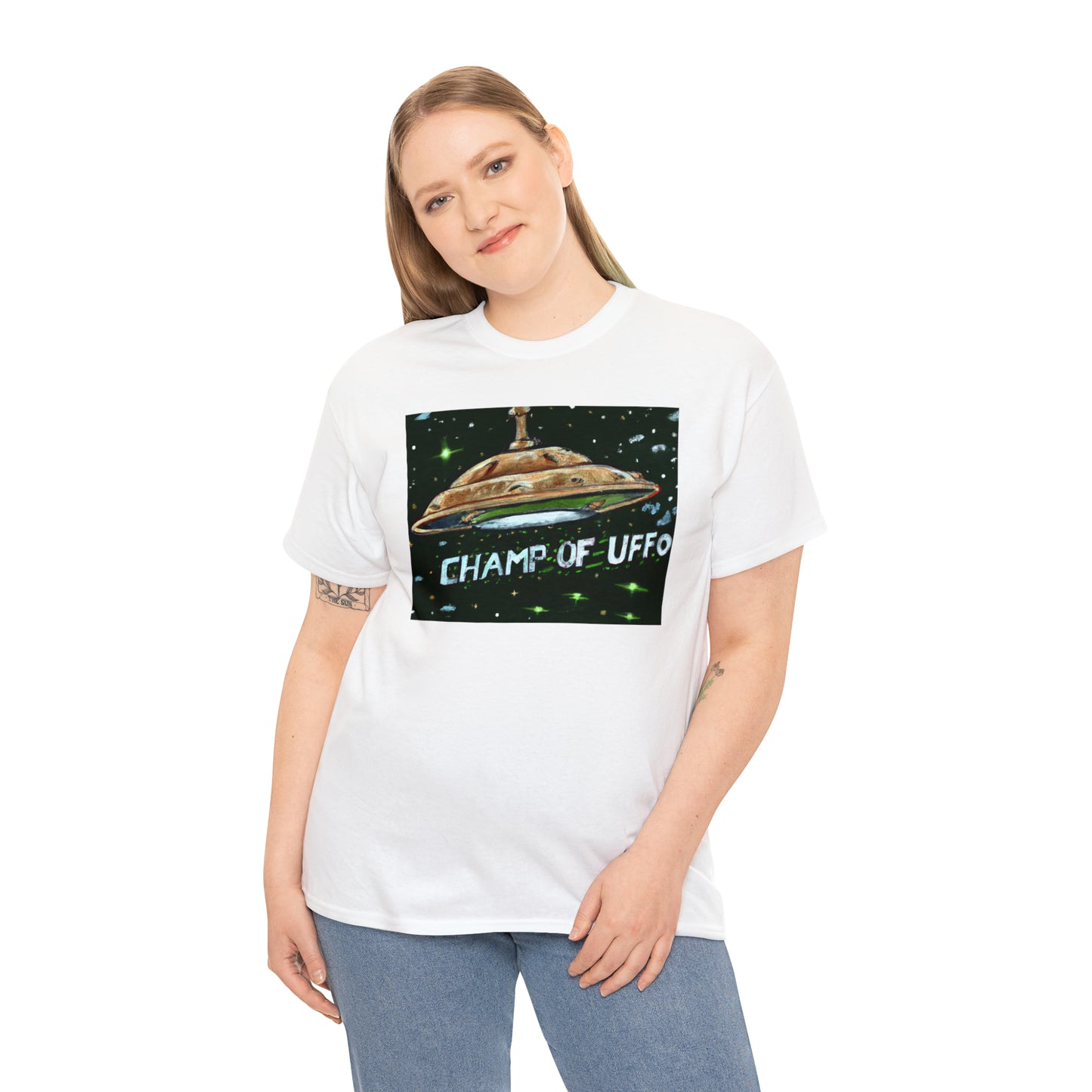 CHAMP OF UFFO (UFO 7) - Medeival Style Art - AI Art - Gildan Heavy Cotton Tee