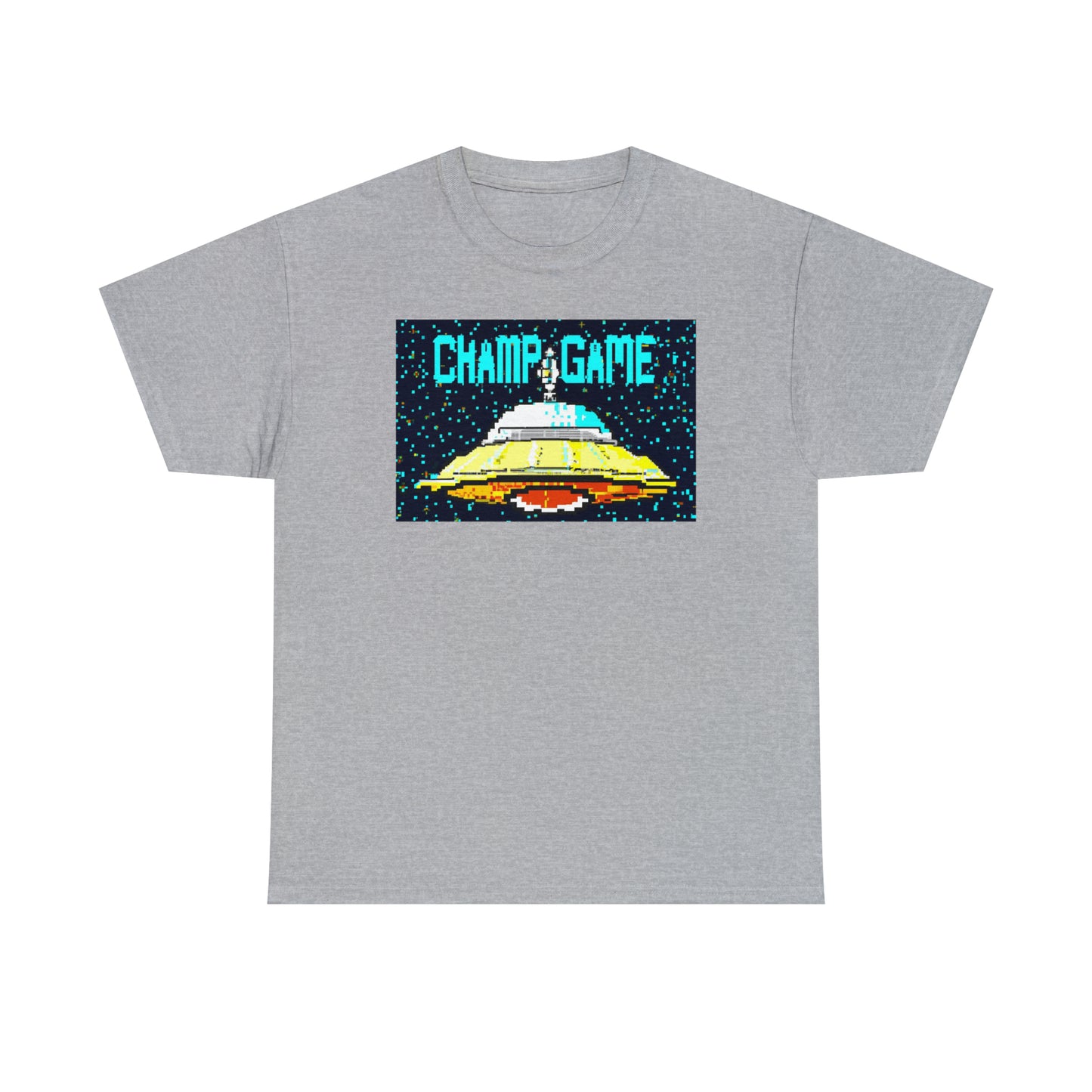 CHAMP GAME UFO 21 - 8-bit Style Pixel Art - AI Art - Gildan Heavy Cotton Tee