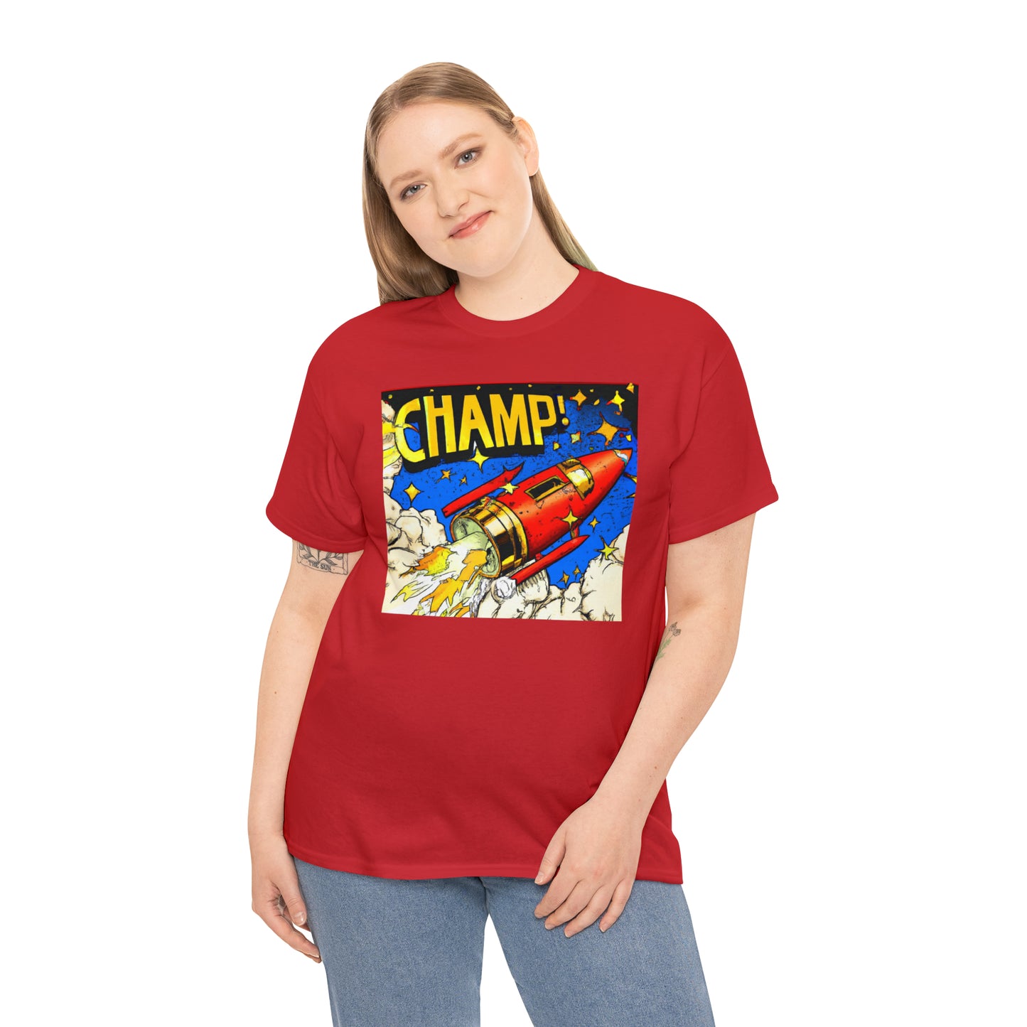 CHAMP! Spaceship 4 - 1700's Comic Style - AI Art - Gildan Heavy Cotton Tee