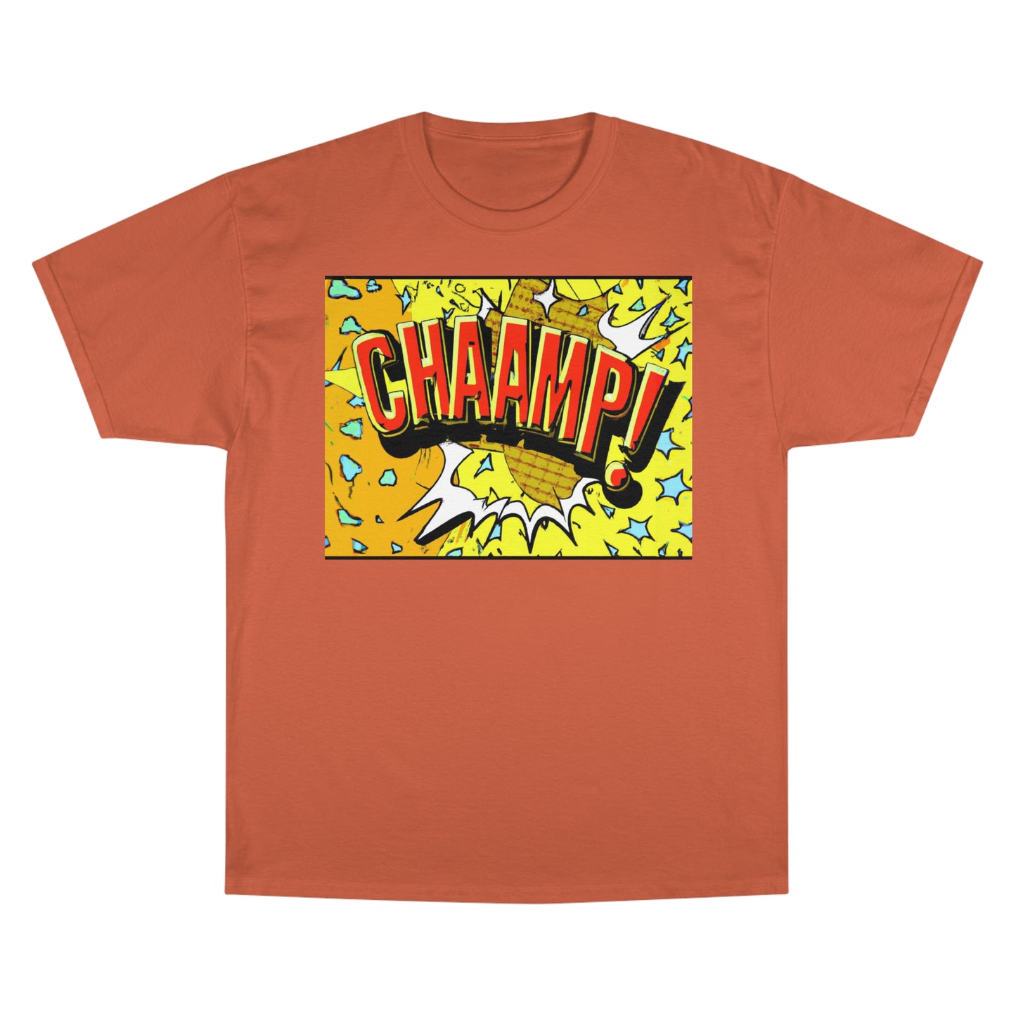 CHAAMP! Logo 1990's Comic Book Style Art - AI Art - Champion T-Shirt