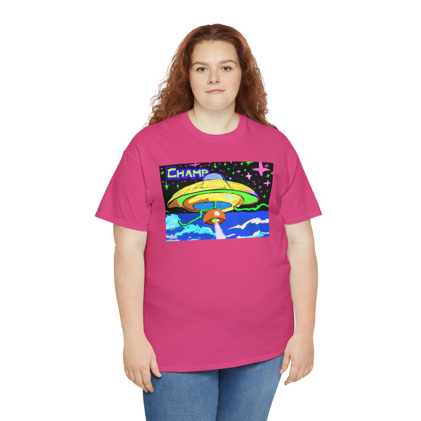 CHAMP UFO 15 - Post-Modern Style - AI Art - Gildan Heavy Cotton Tee