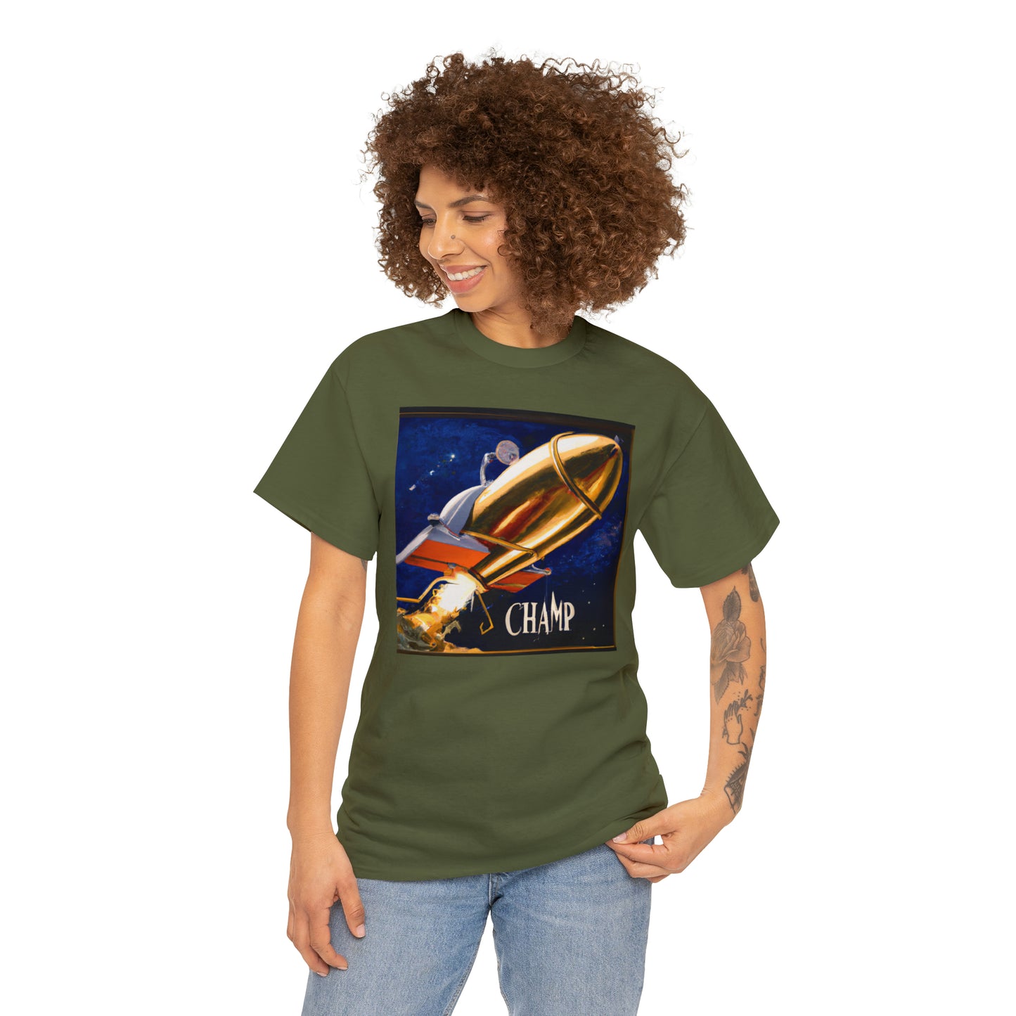 CHAMP Spaceship 9 - Renaissance Style - AI Art - Gildan Heavy Cotton Tee