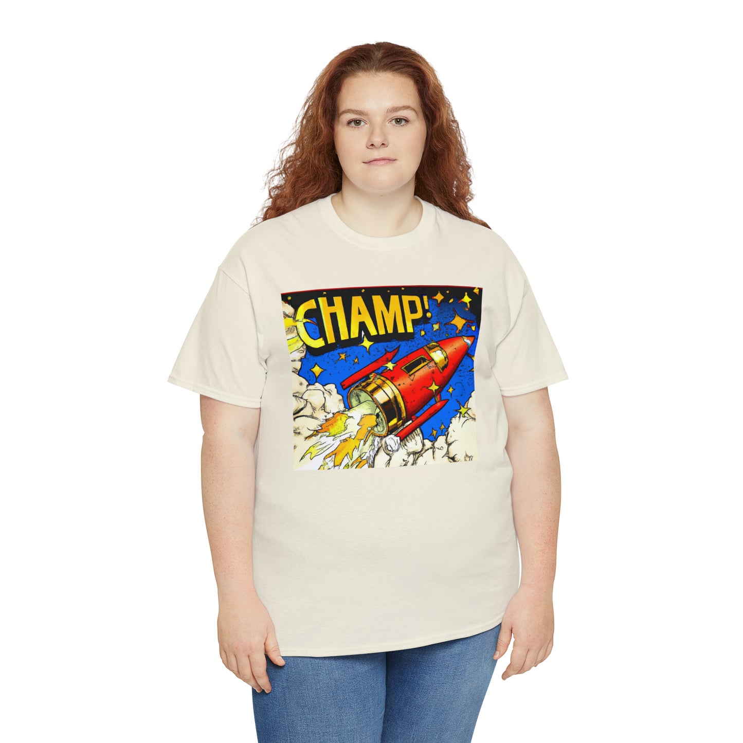 CHAMP! Spaceship 4 - 1700's Comic Style - AI Art - Gildan Heavy Cotton Tee