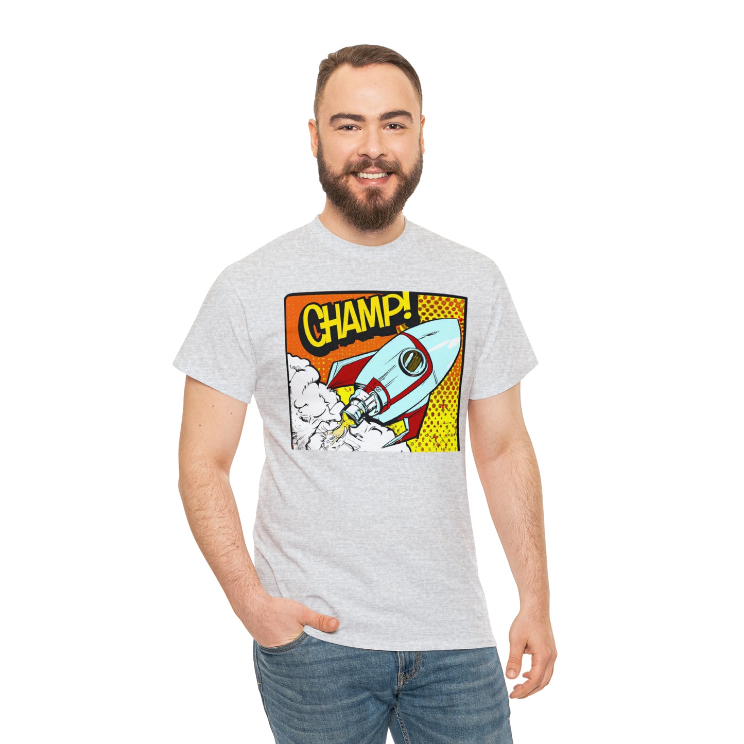 CHAMP! Spaceship 3 - 1950's Comic Book Style - AI Art - Gildan Heavy Cotton Tee