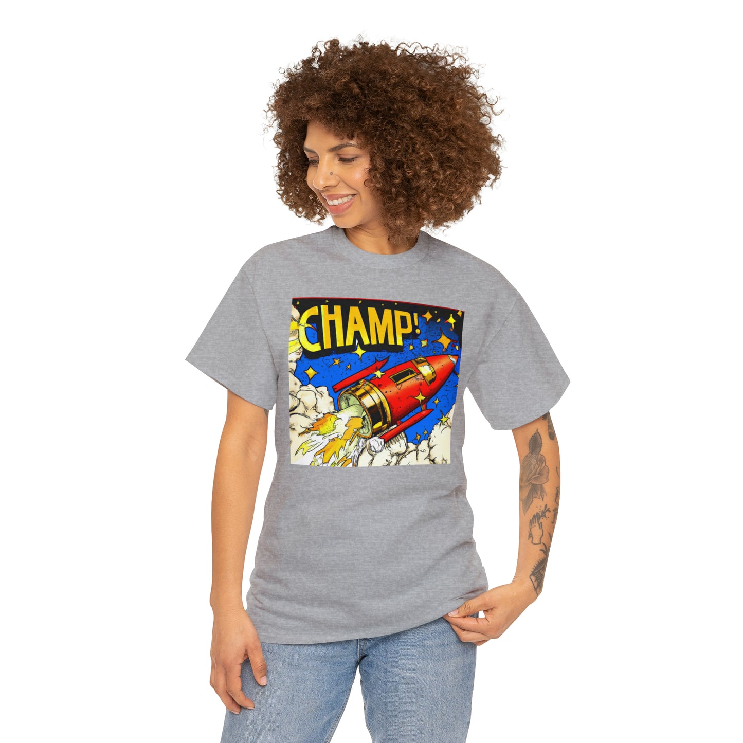 CHAMP! Spaceship 4 - 1700's Comic Style - AI Art - Gildan Heavy Cotton Tee