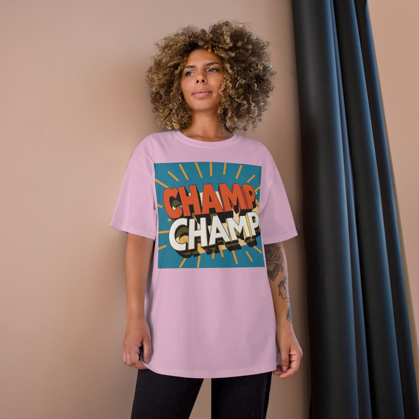 CHAMP-CHAMP Double Champ Logo 1930's Style Cartoon Art - AI Art - Champion T-Shirt