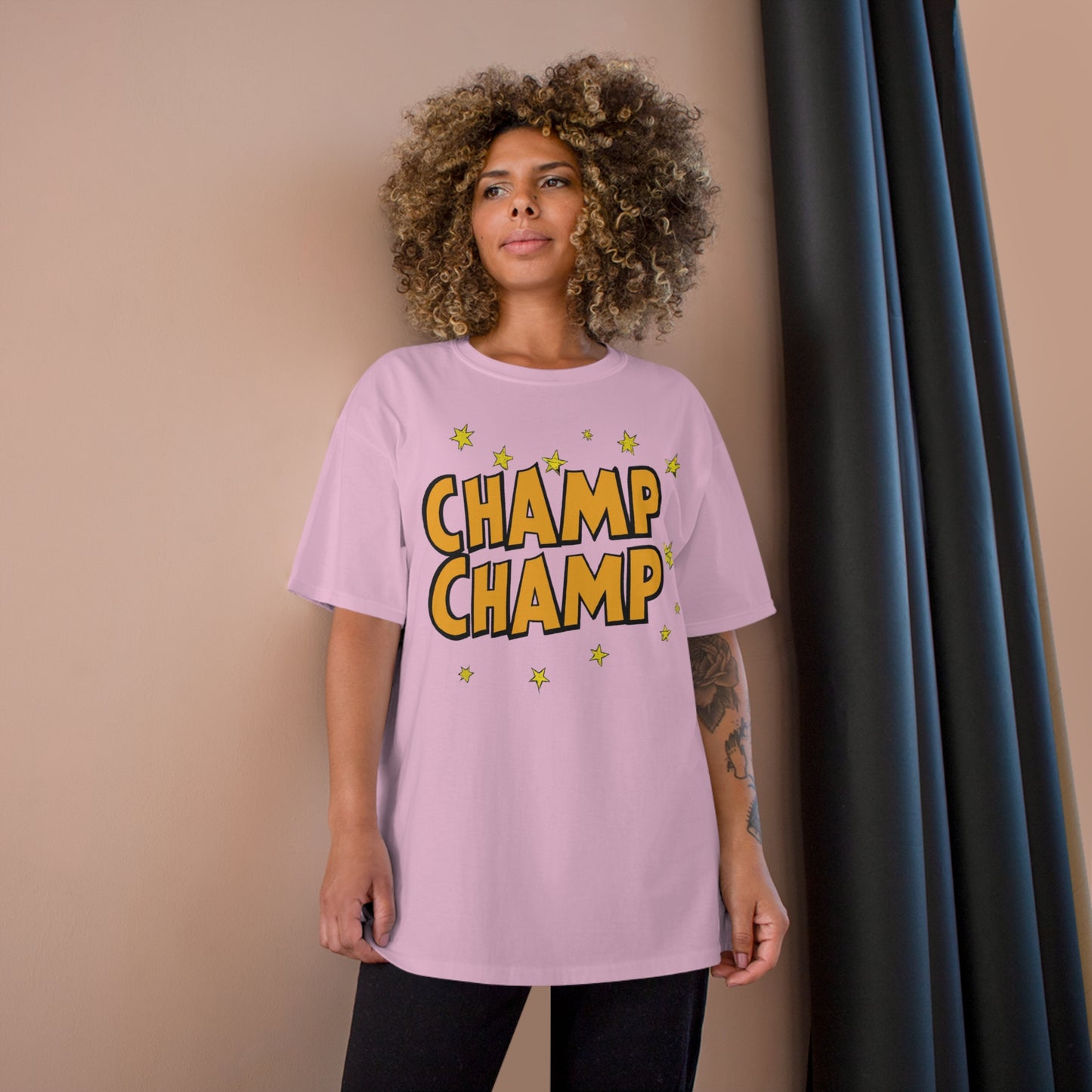 CHAMP-CHAMP Double Champ Logo 1920's Style Cartoon Art - AI Art - Champion T-Shirt