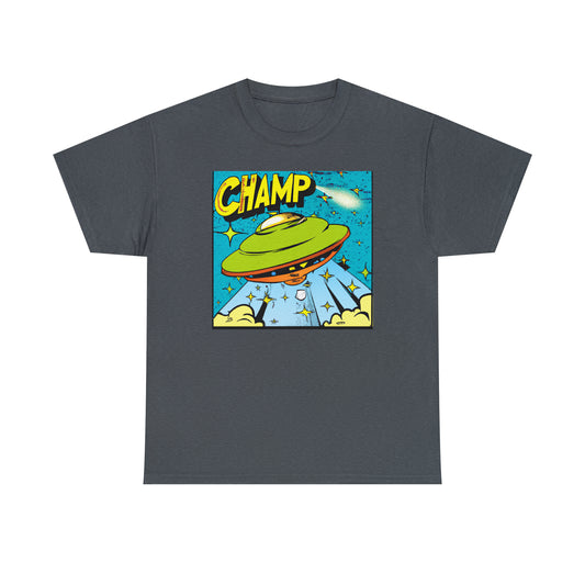 CHAMP UFO 25 - 1970's Style Comic Book Art - AI Art - Gildan Heavy Cotton Tee